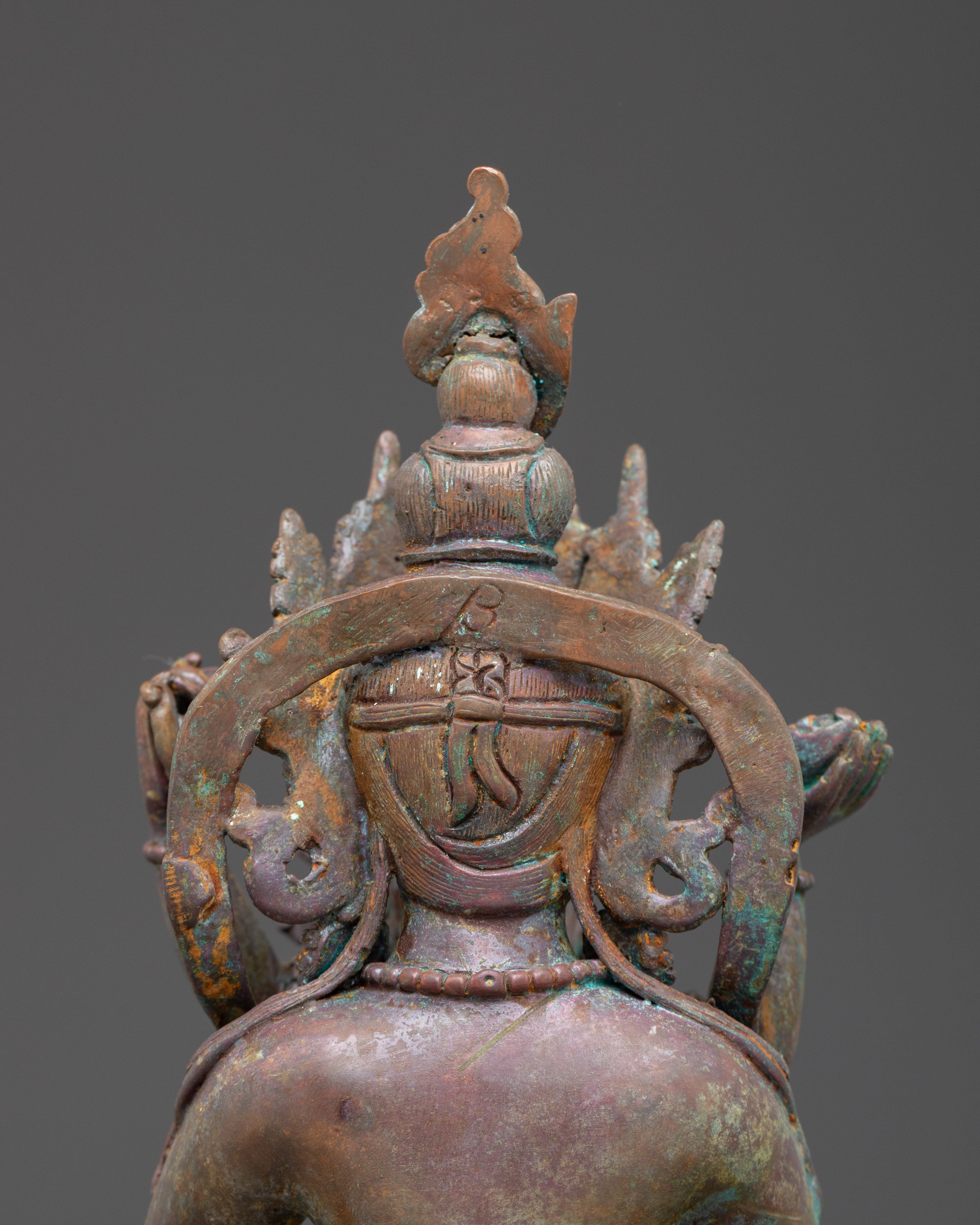 Statue of Buddha Amitayus with Consort | Oxidized Copper Sculpture