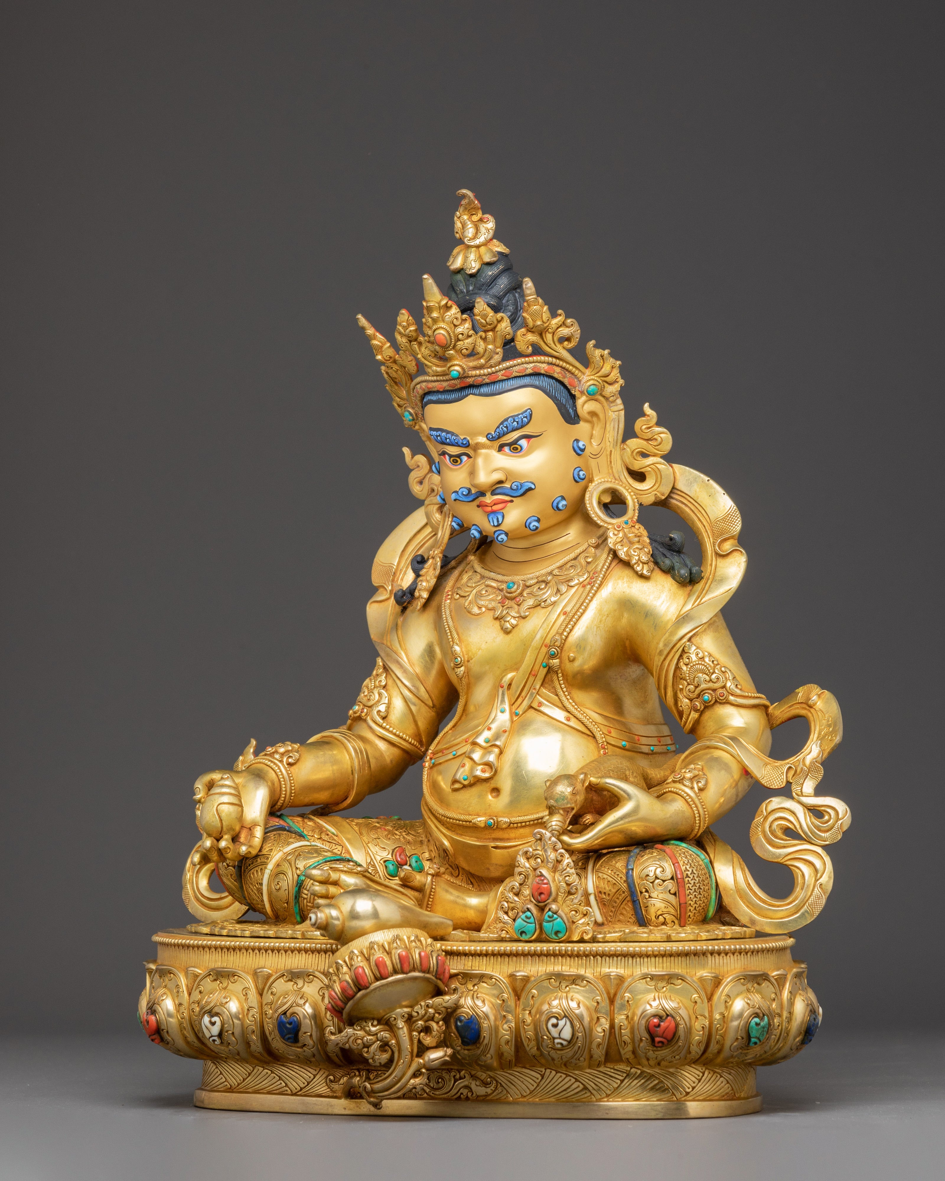 Handmade Statue of Abundance Icon Lord Dzambhala | Tibetan Wealth Deity