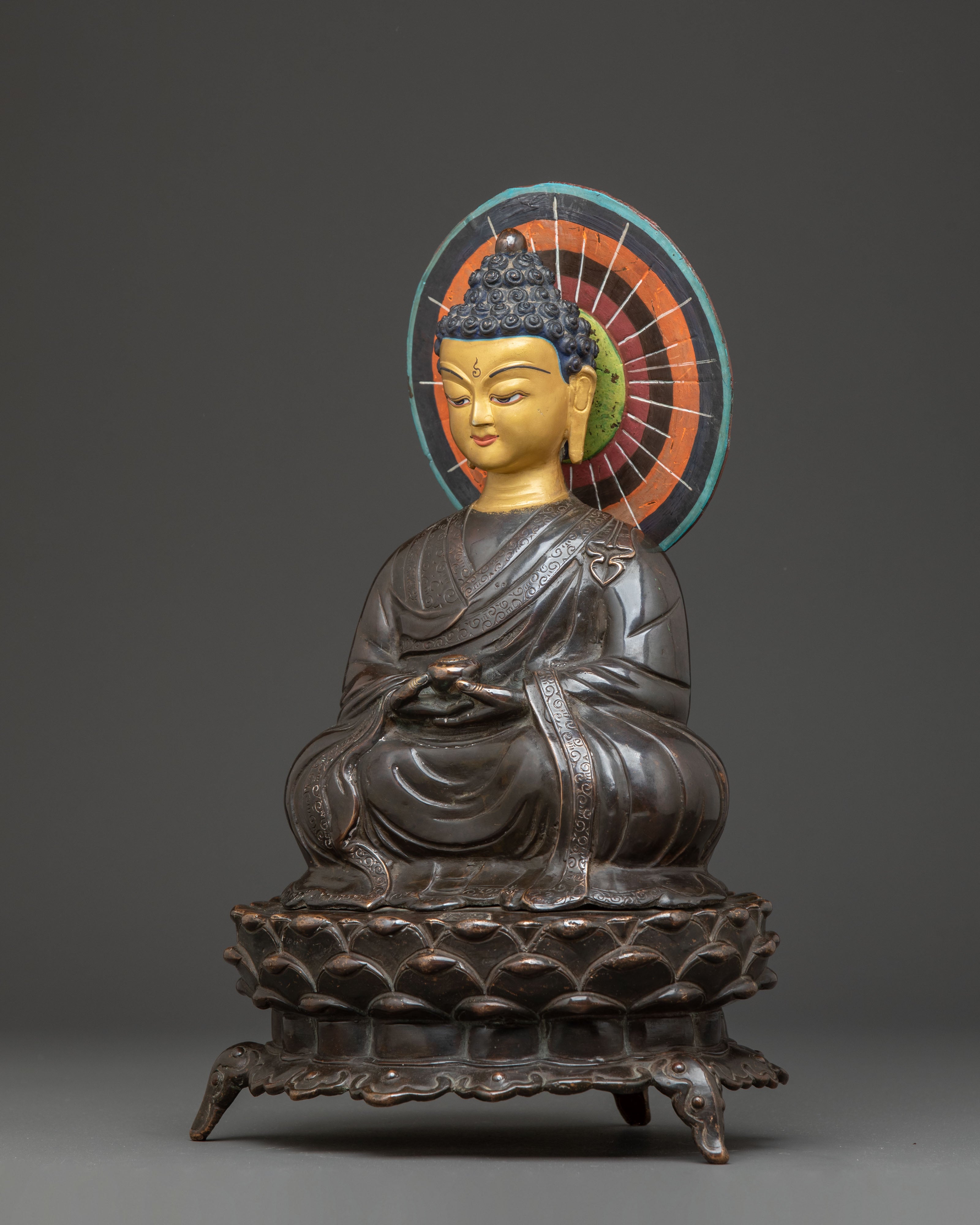 Oxidized Statue of Japanese Amitabha Buddha | Traditional Art