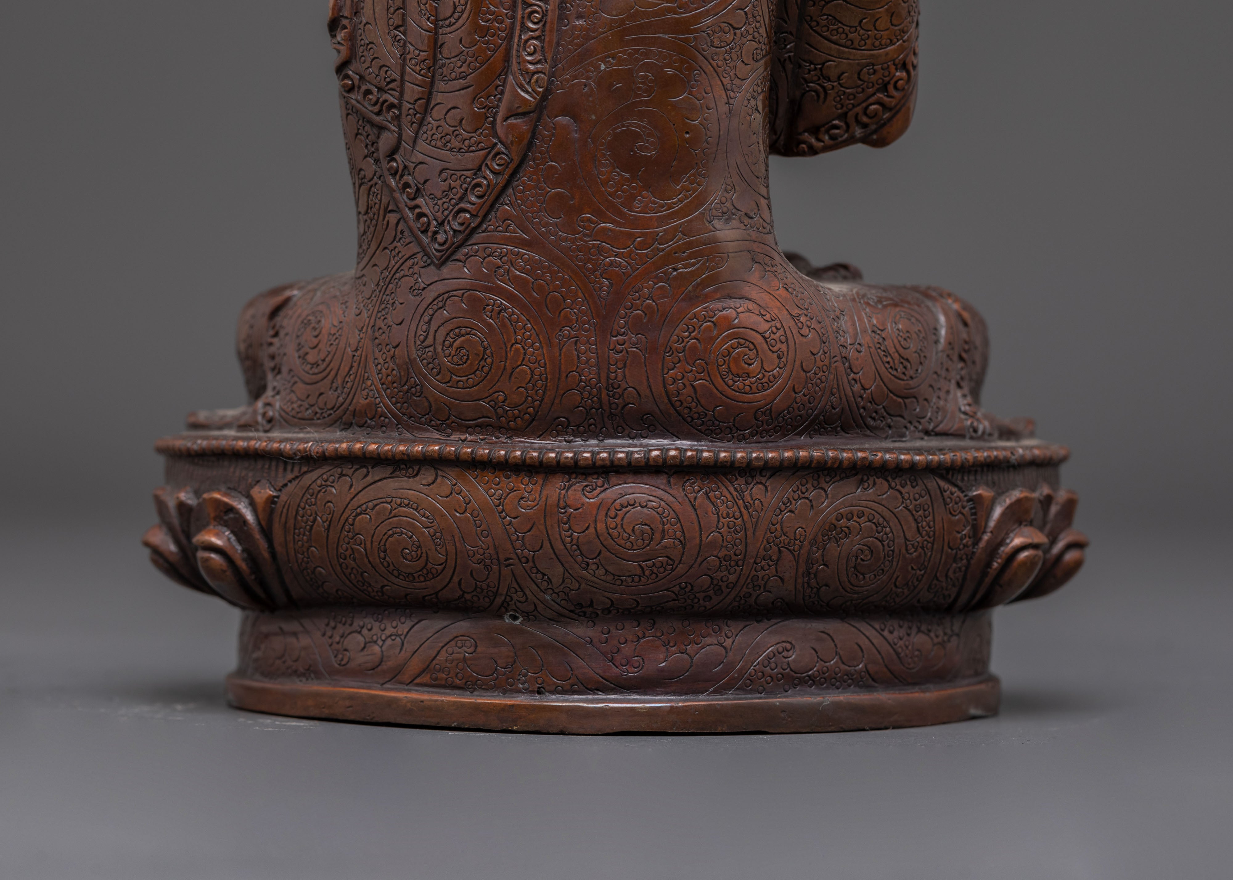Oxidized Copper handmade Vairocana Sculpture: Cosmic Buddha