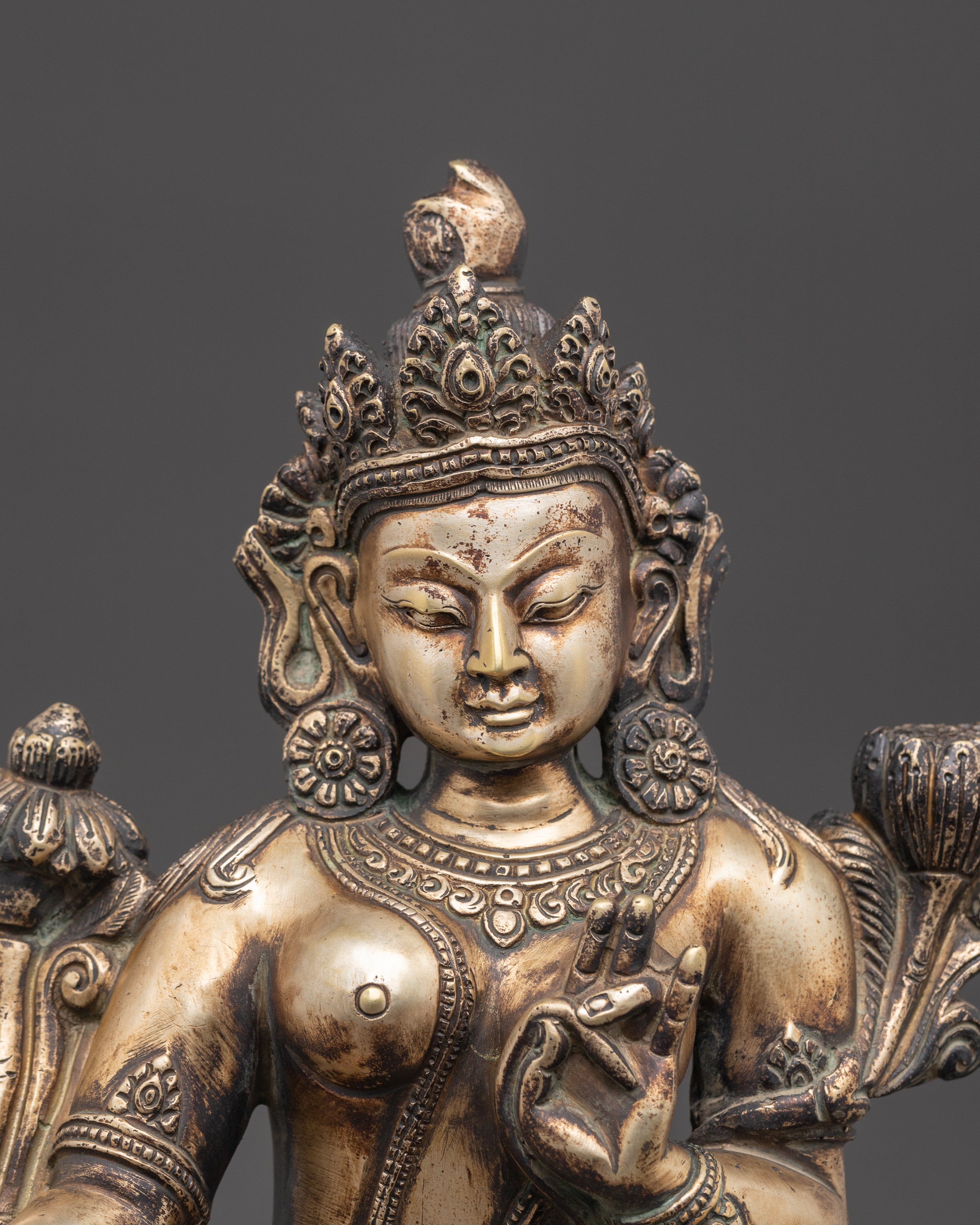 Handmade Liberation Mother Green Tara Statue | Female Bodhisattva