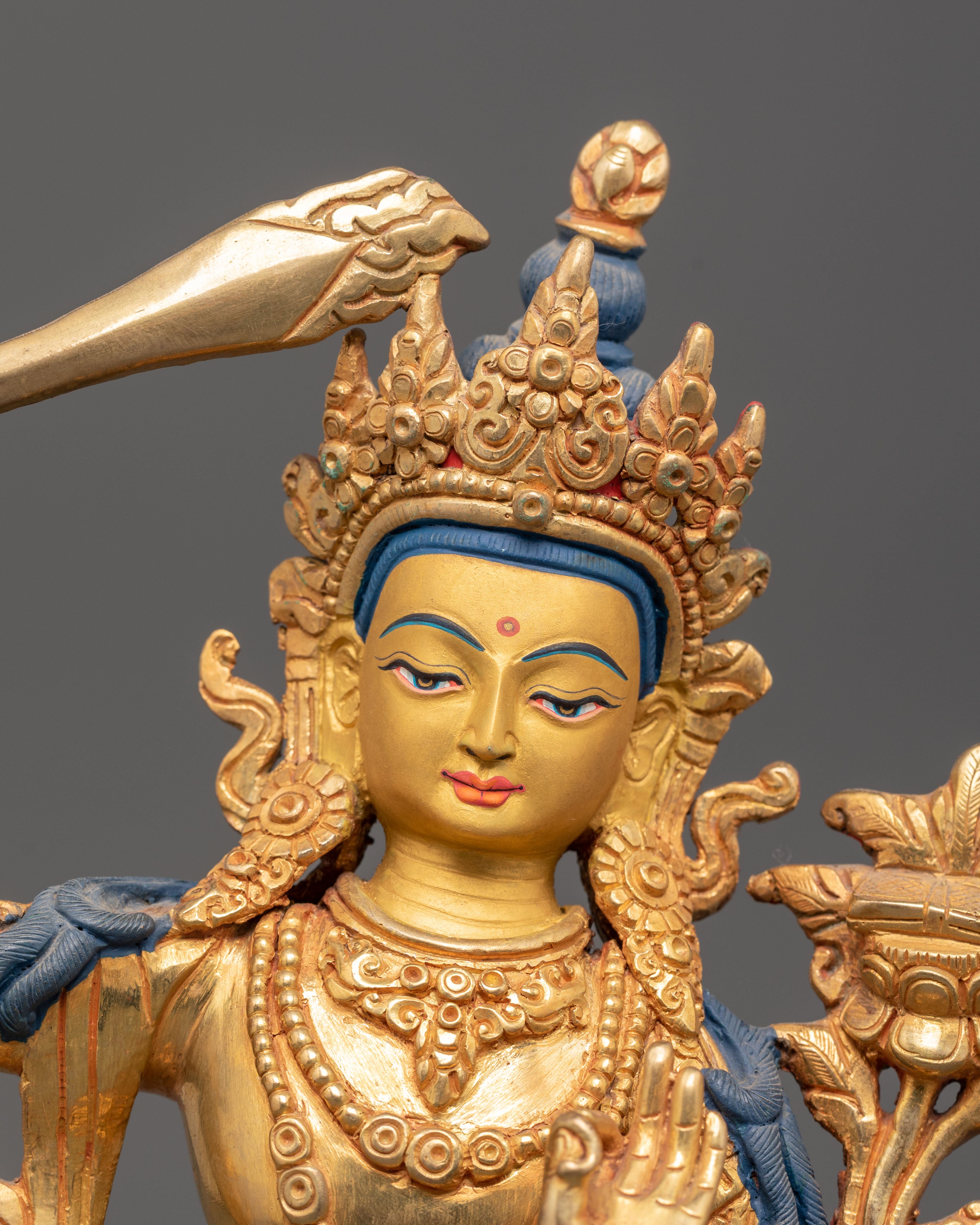 Manjushri Guardian of Knowledge Handcrafted Nepali Figure | Sculpture for Altar
