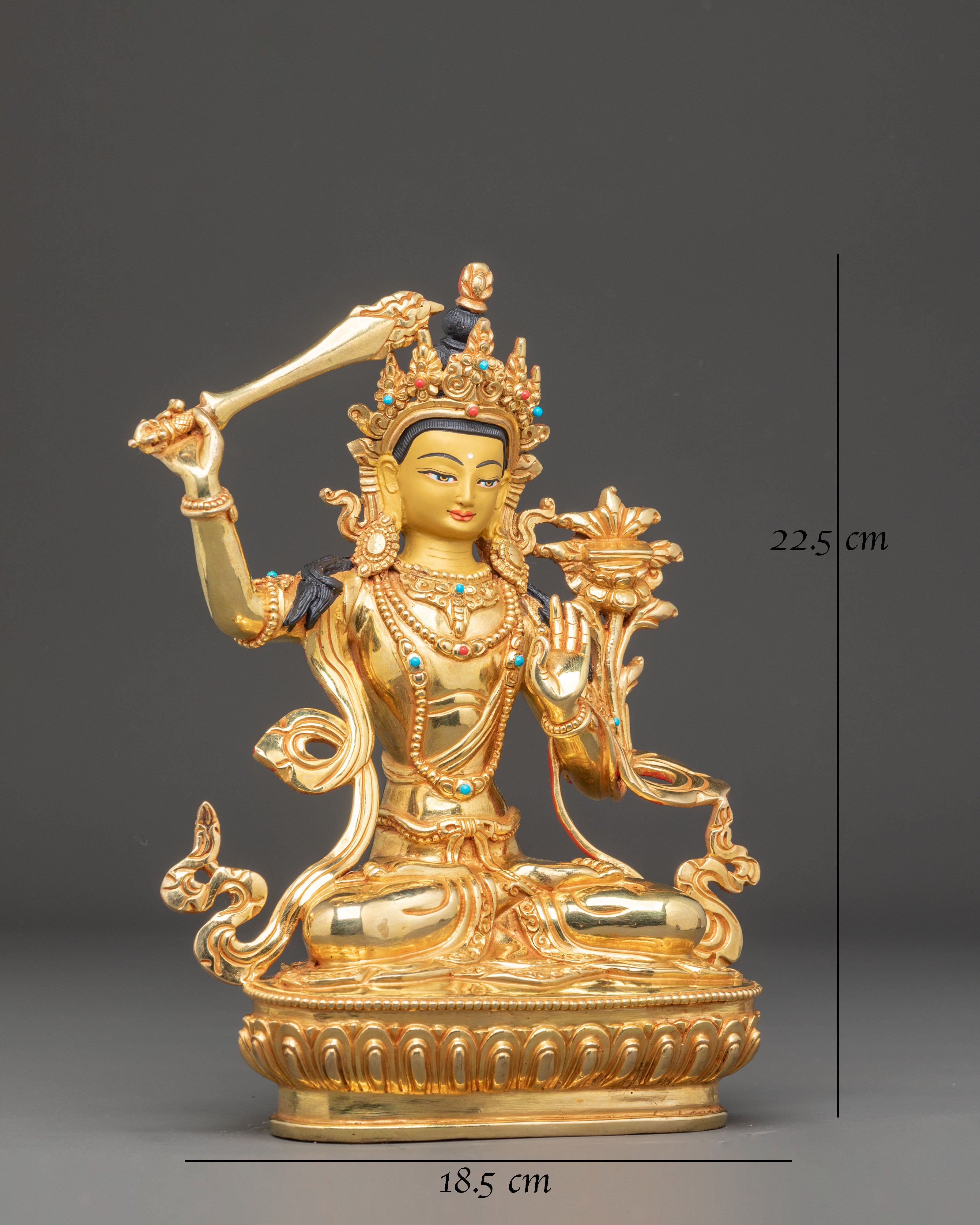 Handmade Buddhist Copper Statue of Bodhisattva Manjushri |