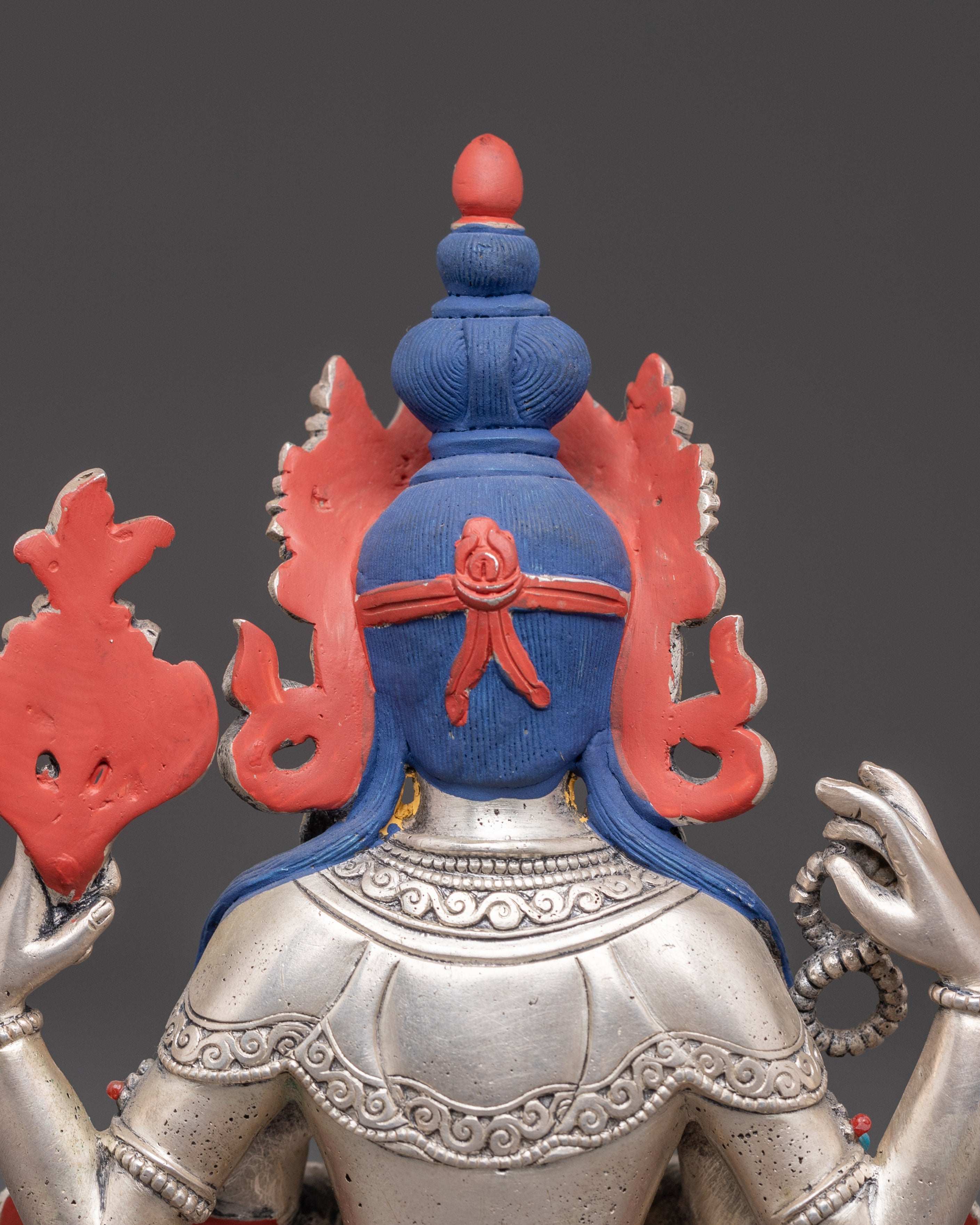 Four-Armed Chenrezig Silver Statue | Avalokiteshvara - Bodhisattva of Compassion