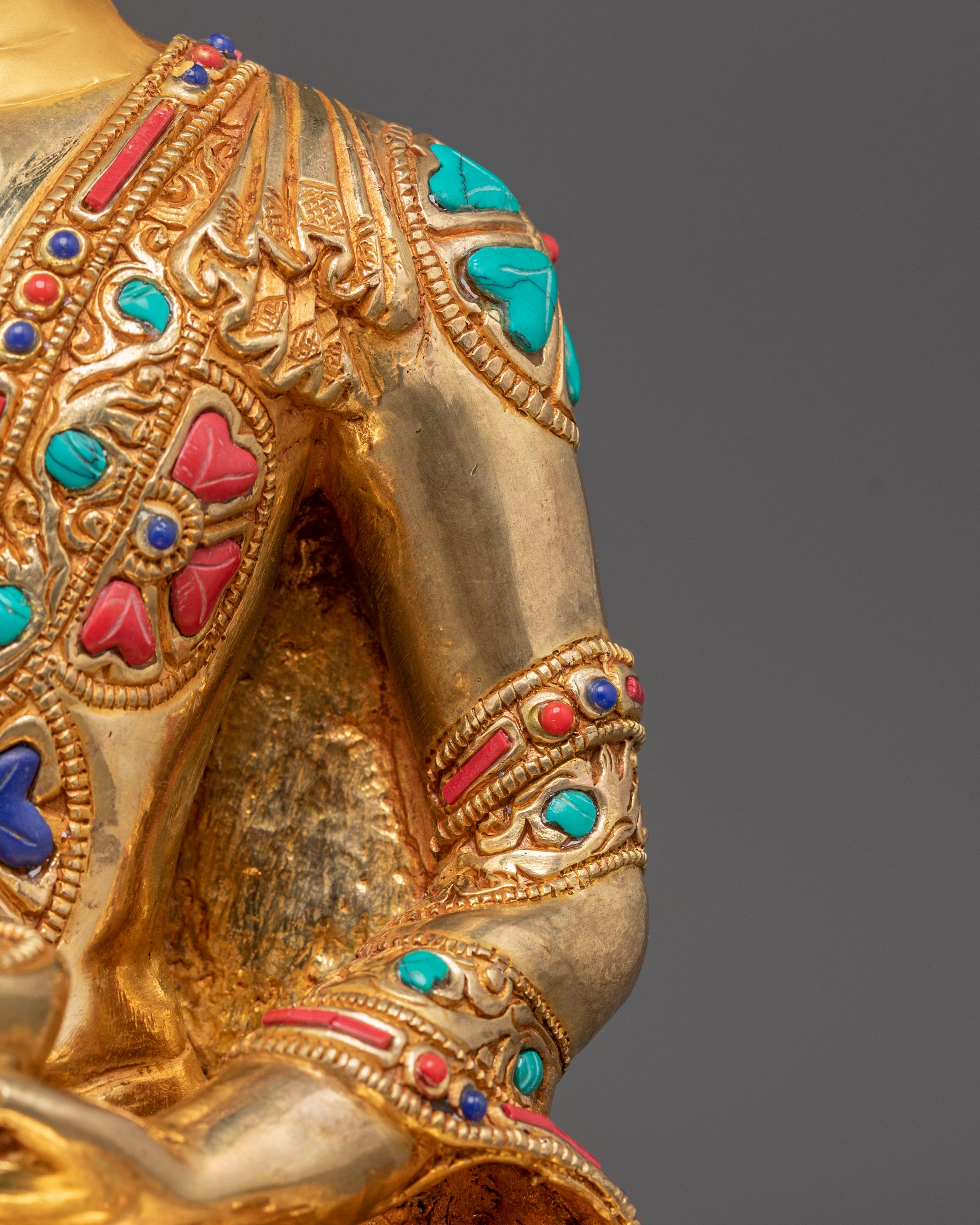 Golden Shakyamuni Buddha, Handmade Himalayan Sculpture