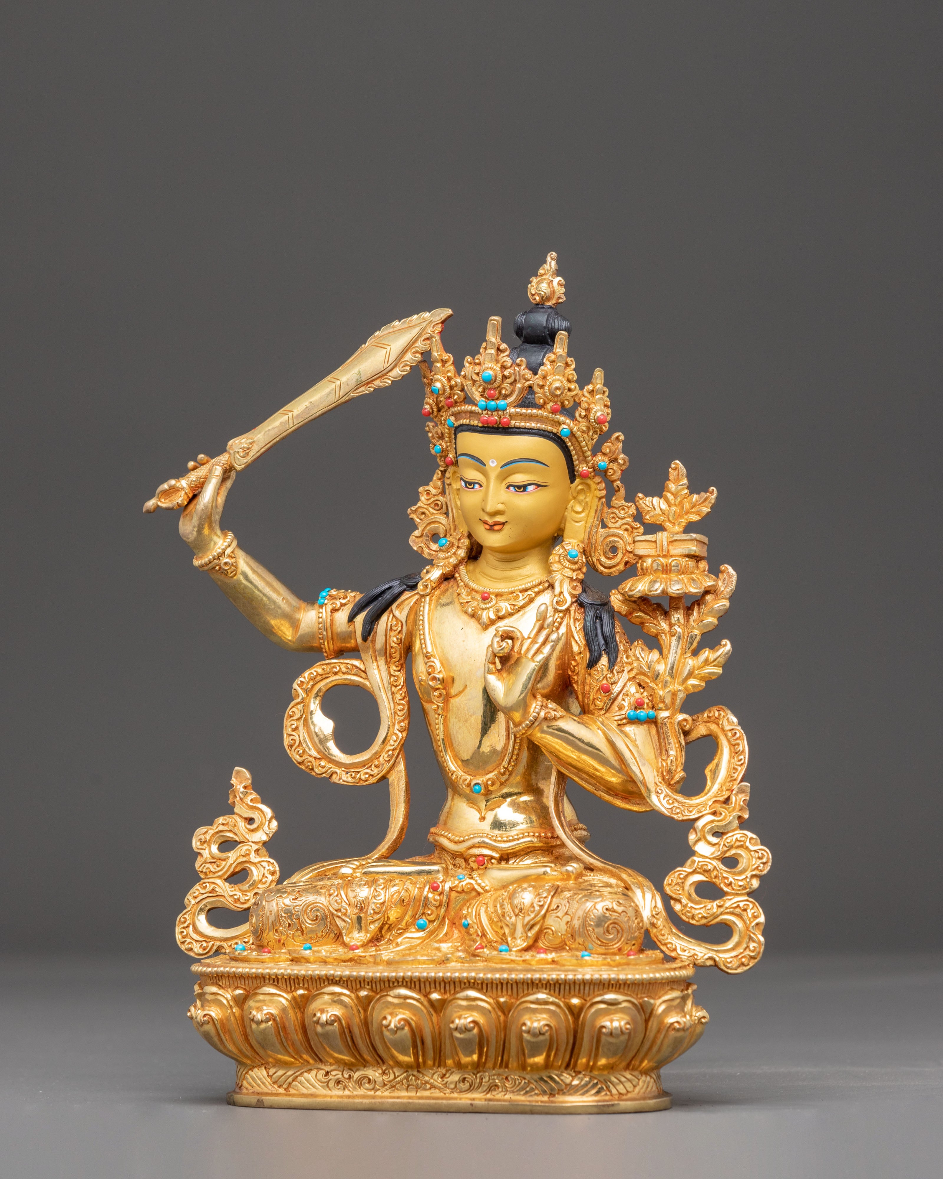 Nepalese Crafted Manjushri Statue | Traditional Himalayan Art