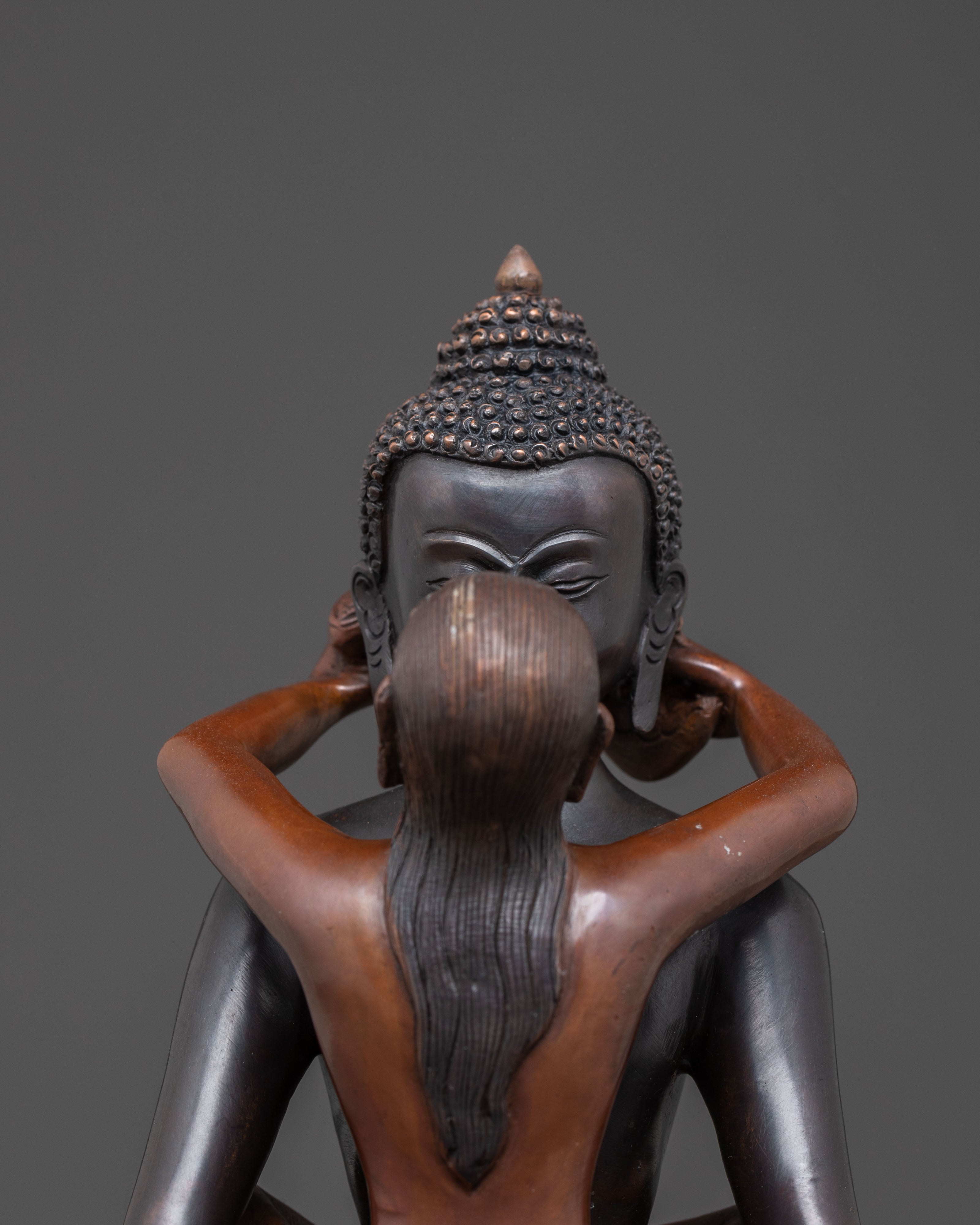 Oxidized Tibetan Samantabhadra With Consort Statue | Tantric Deity for Meditation
