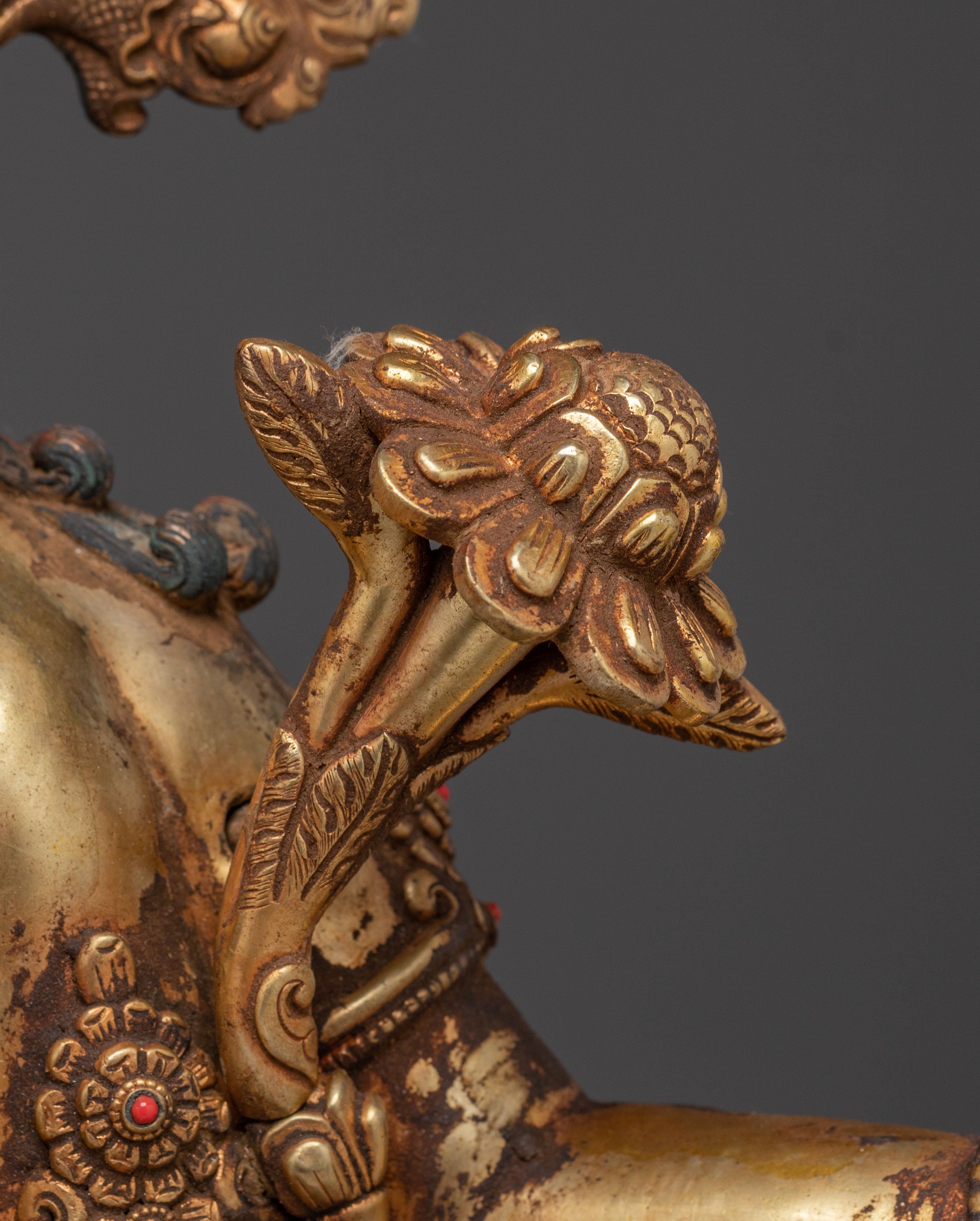 Handcrafted Lokeshwor Blessing Statue | 24K Gold Gilded Antique Statue