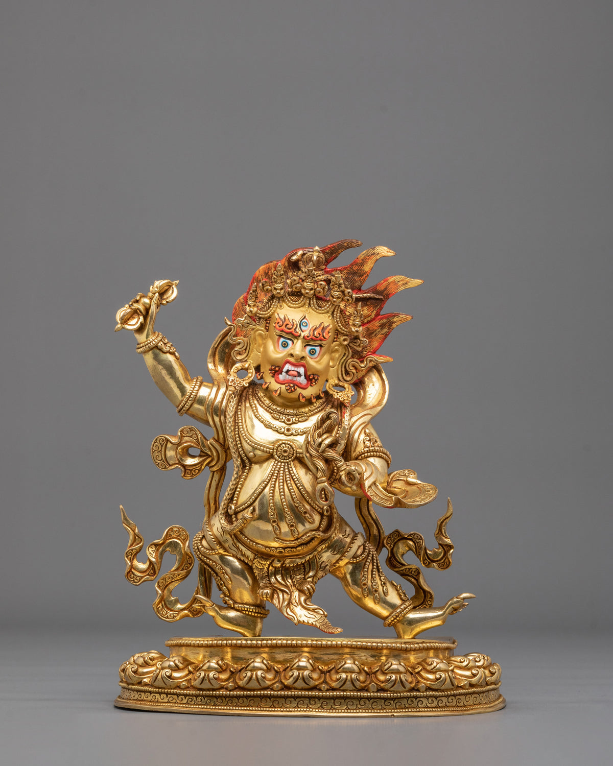 Sacred Bodhisattva Vajrapani Golden Sculpture | 24K Gold Gilded