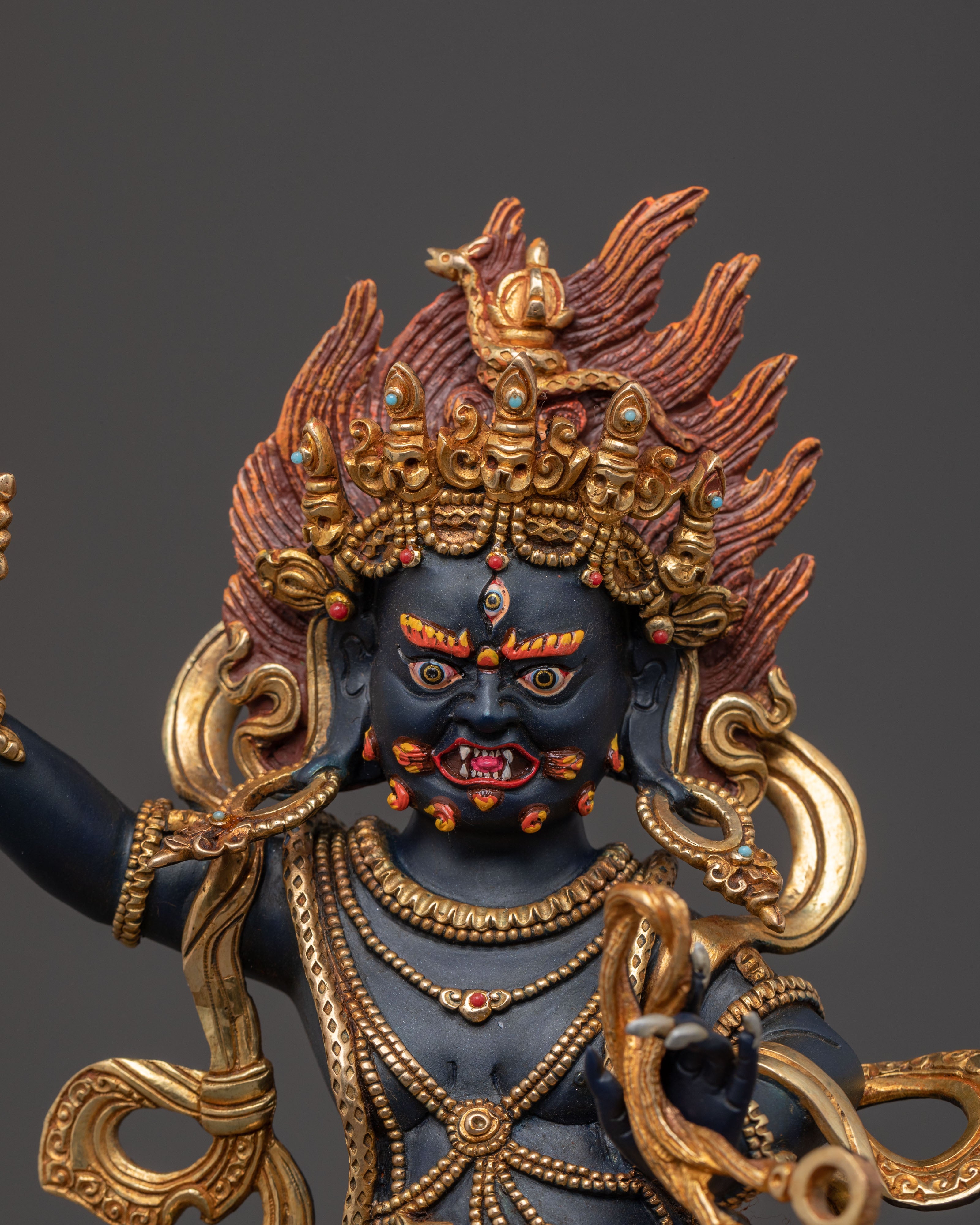 Handcrafted Divine Statue of Vajrapani: Exquisite Copper Protector