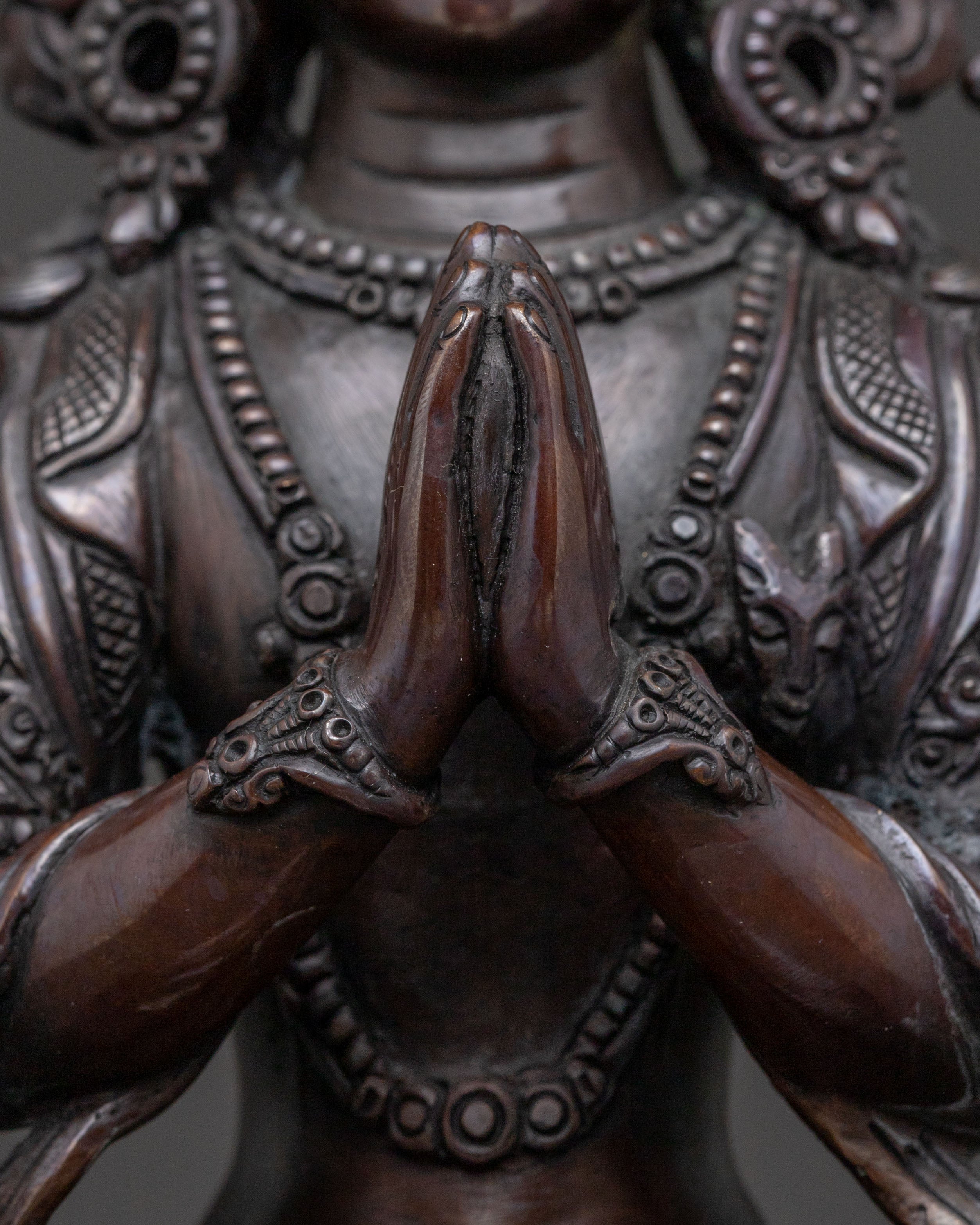 Chenrezig Statue of Compassion – Oxidized Copper Art