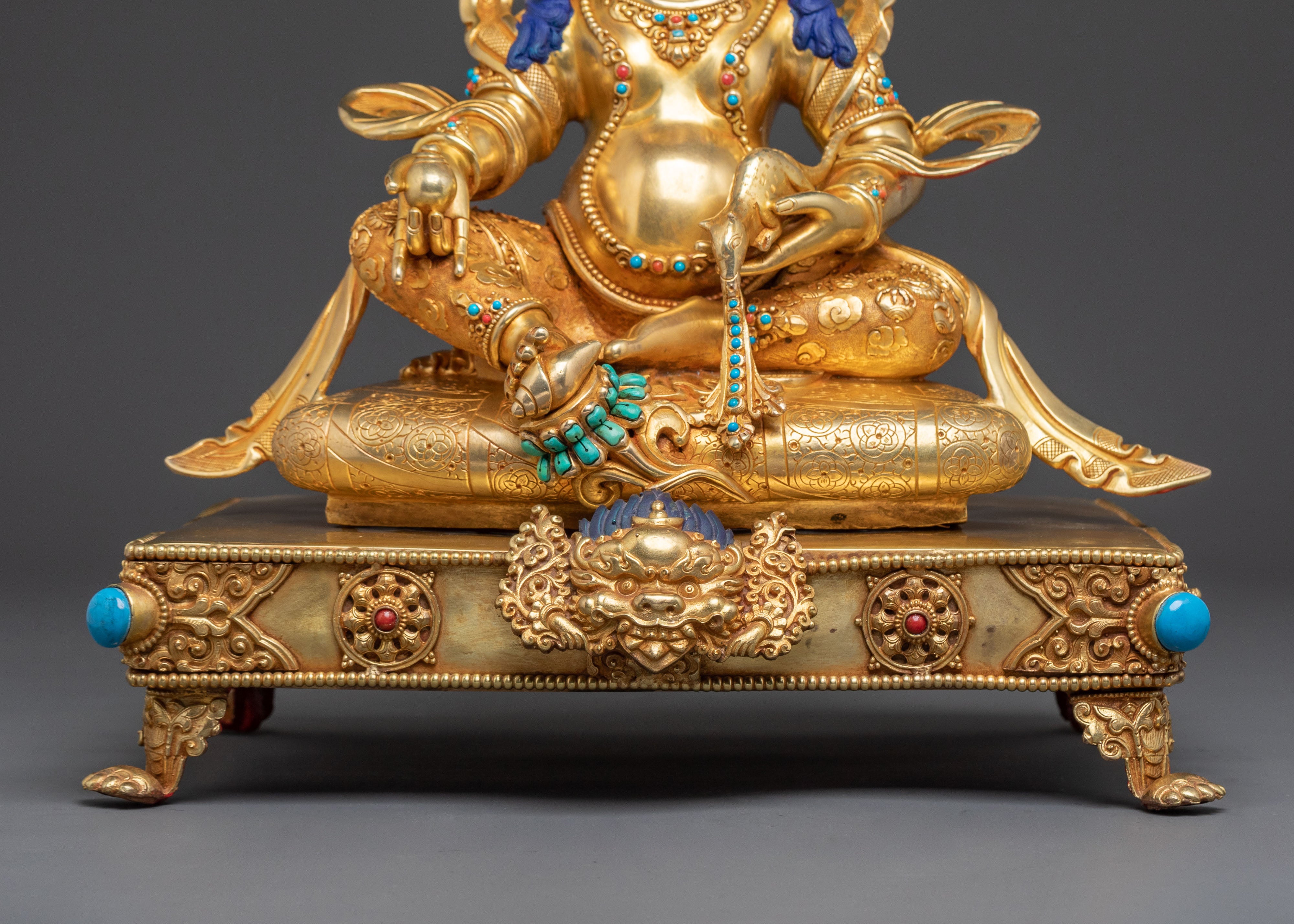 Dzambhala Sculpture on Throne | Buddhist Wealth Deity