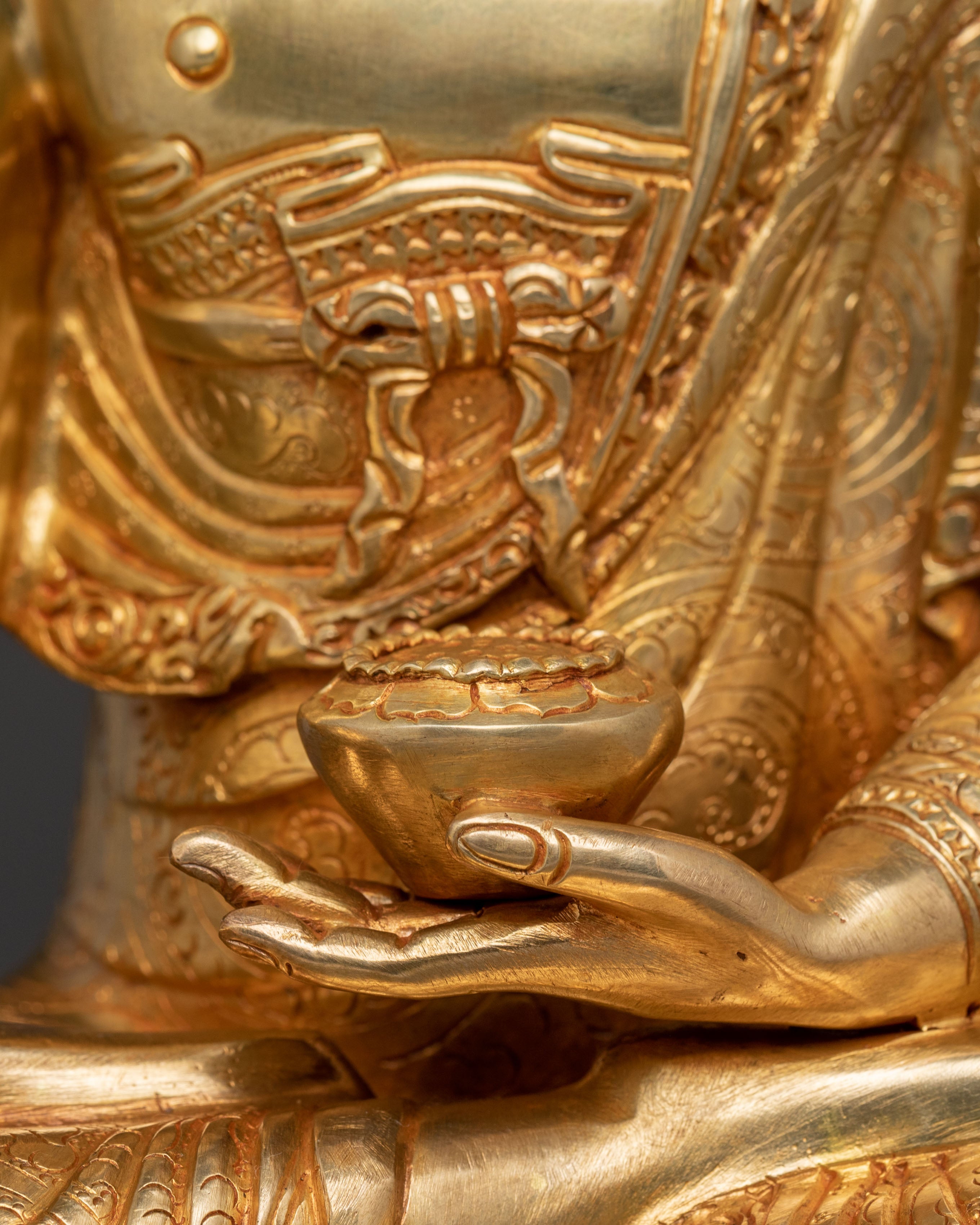 Handcrafted Shakyamuni Buddha Divine Statue - 24K Gold Gilded Statue