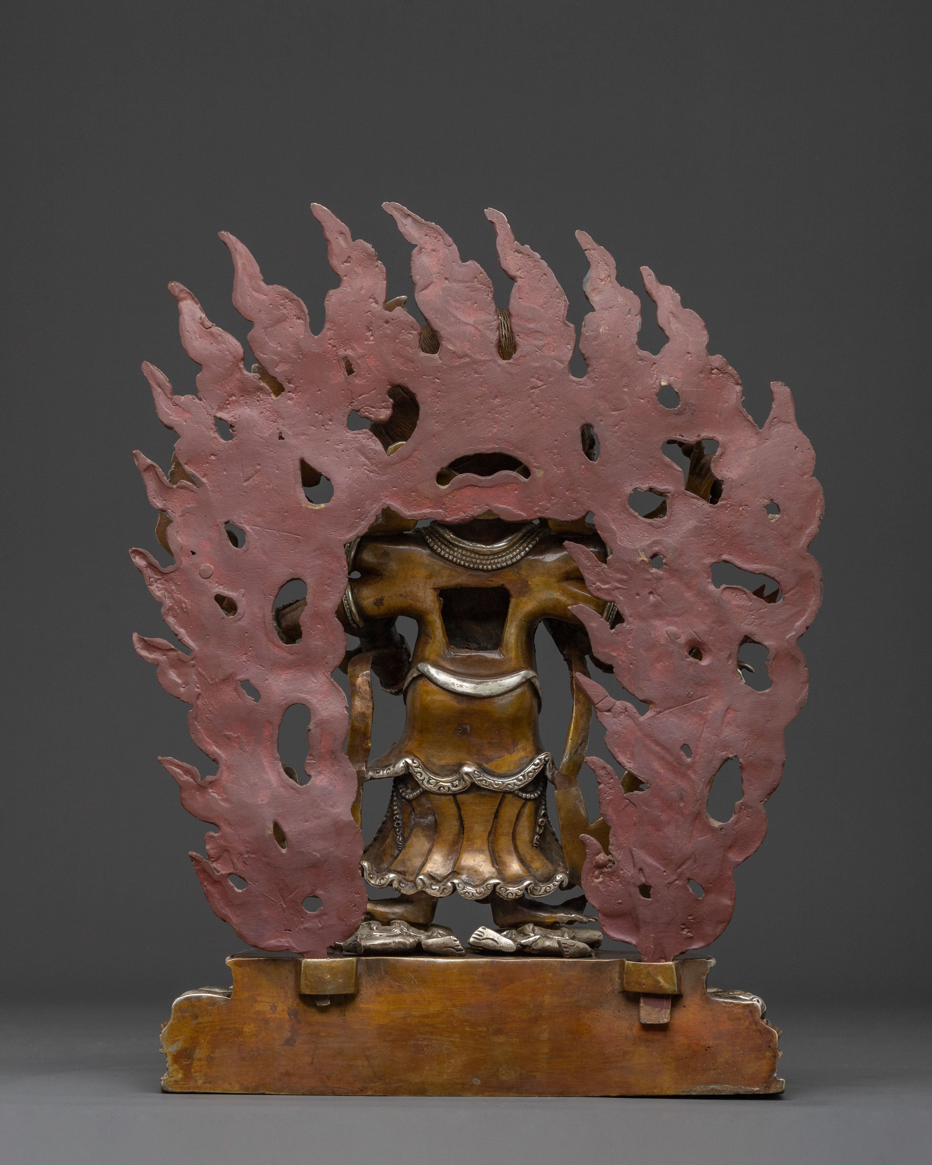 White Mahakala Spiritual Statue | Silver Plated Elegance