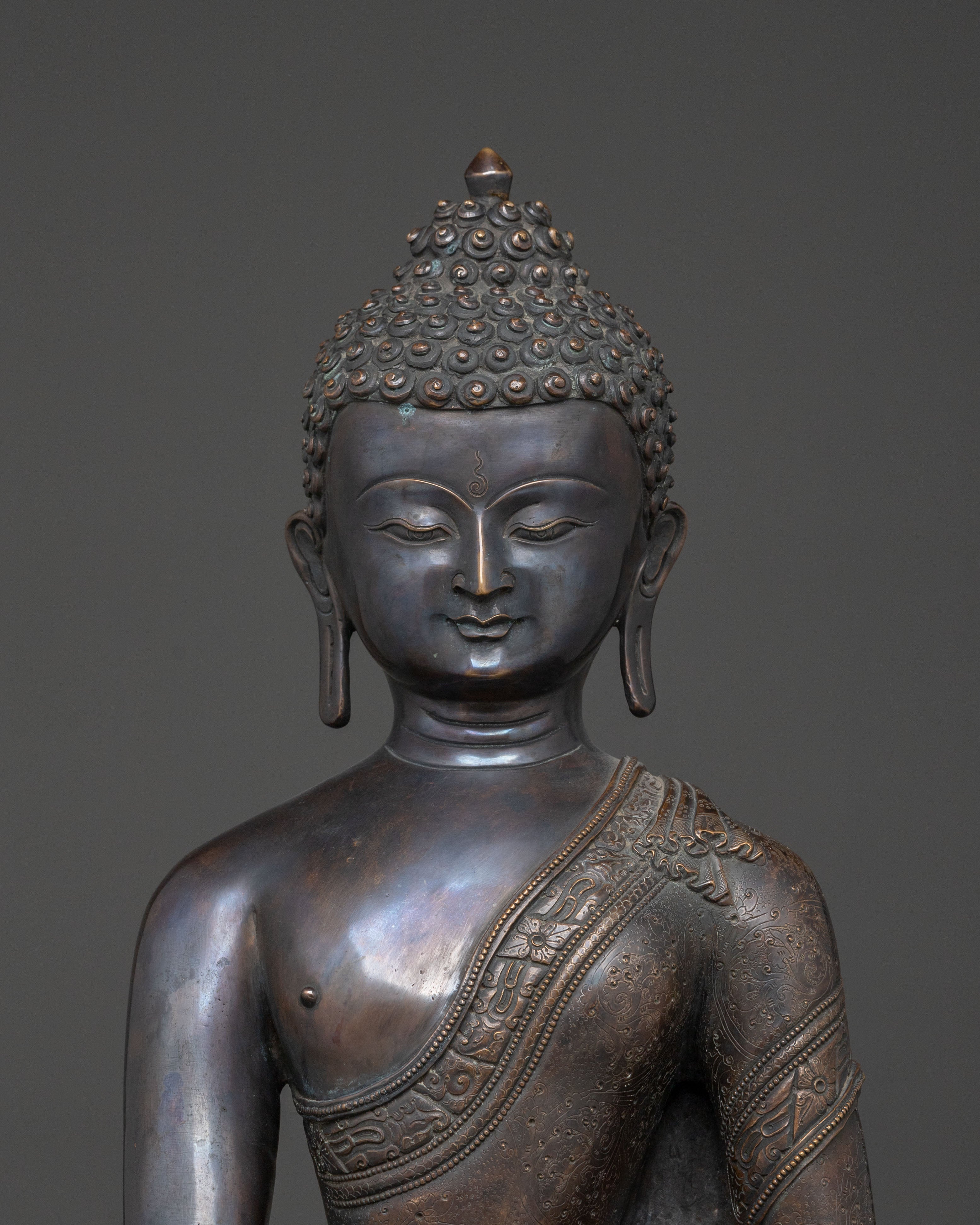 Shakyamuni Buddha Statue | Oxidized Copper Figurine