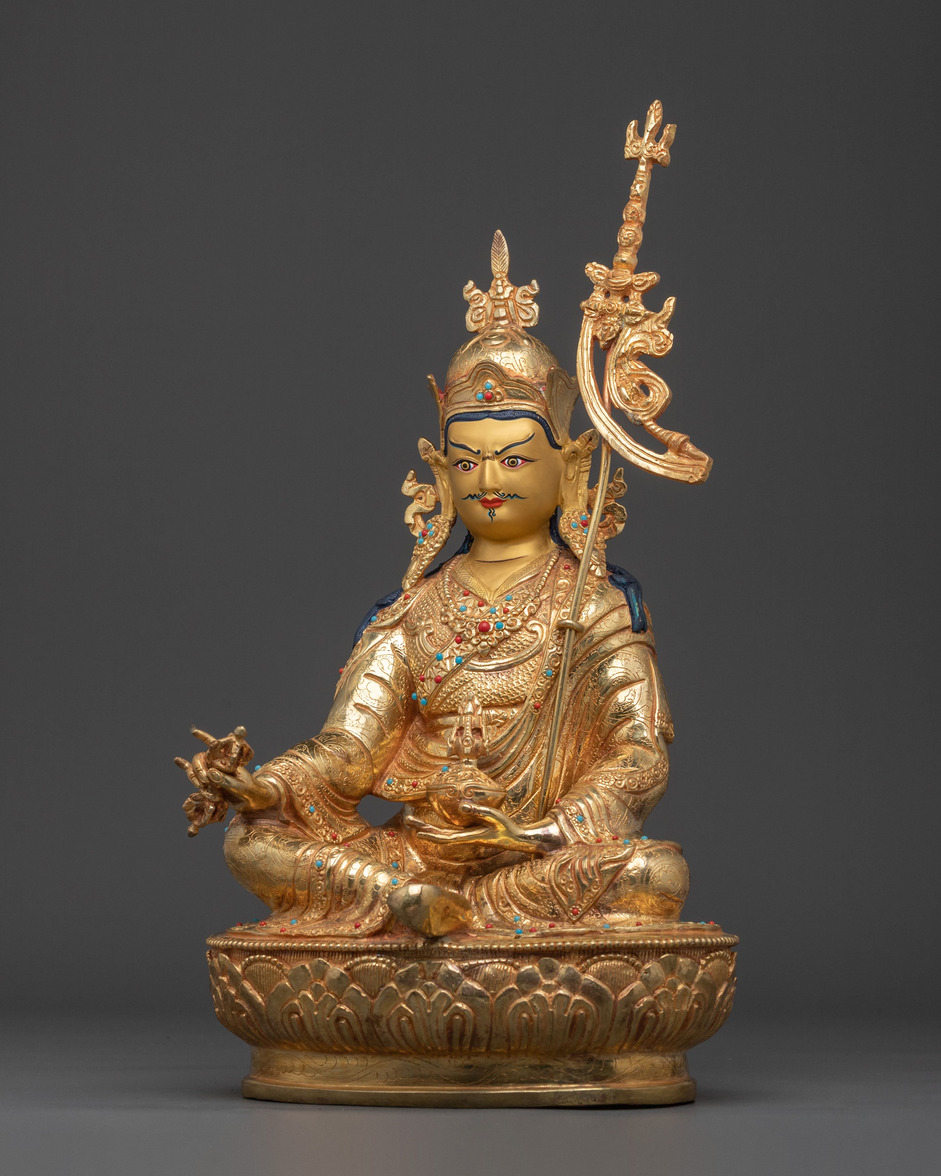 Guru Rinpoche 24K Gold Gilded Sculpture | Home Decor