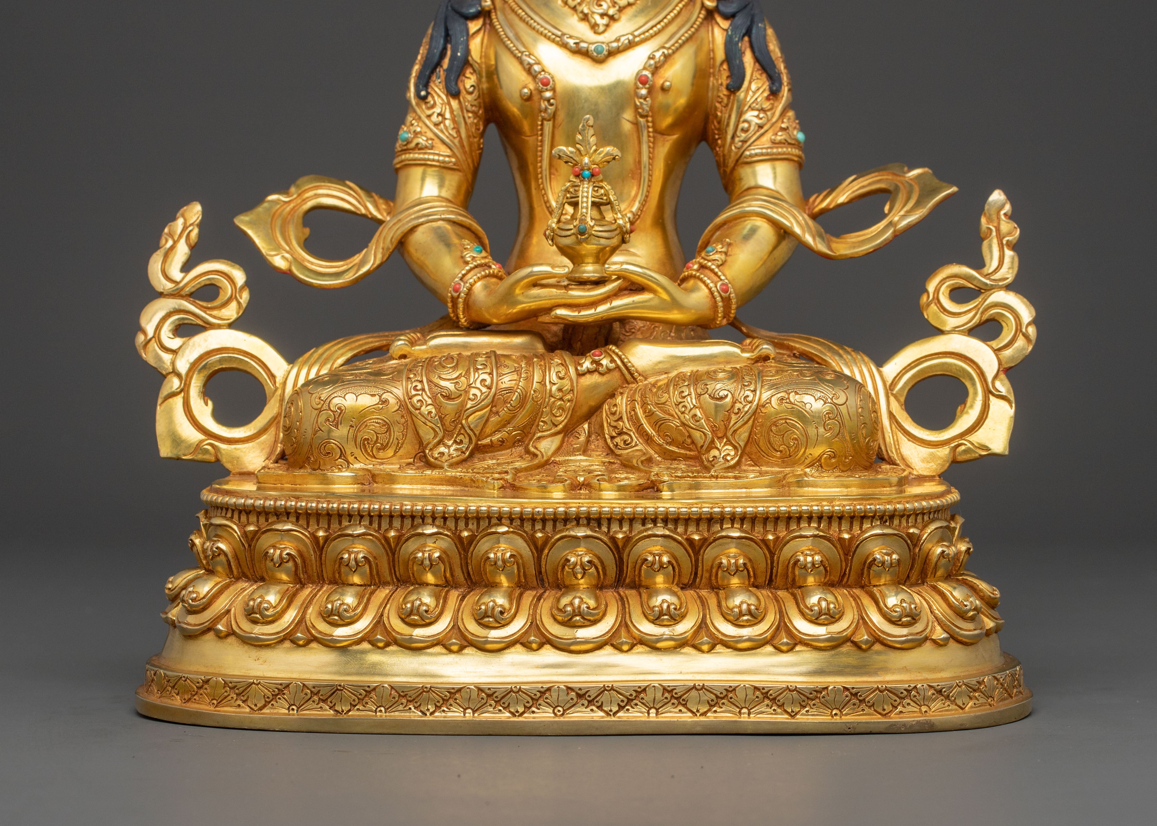Amitayus Buddha: 24K Gold Gilded Figure