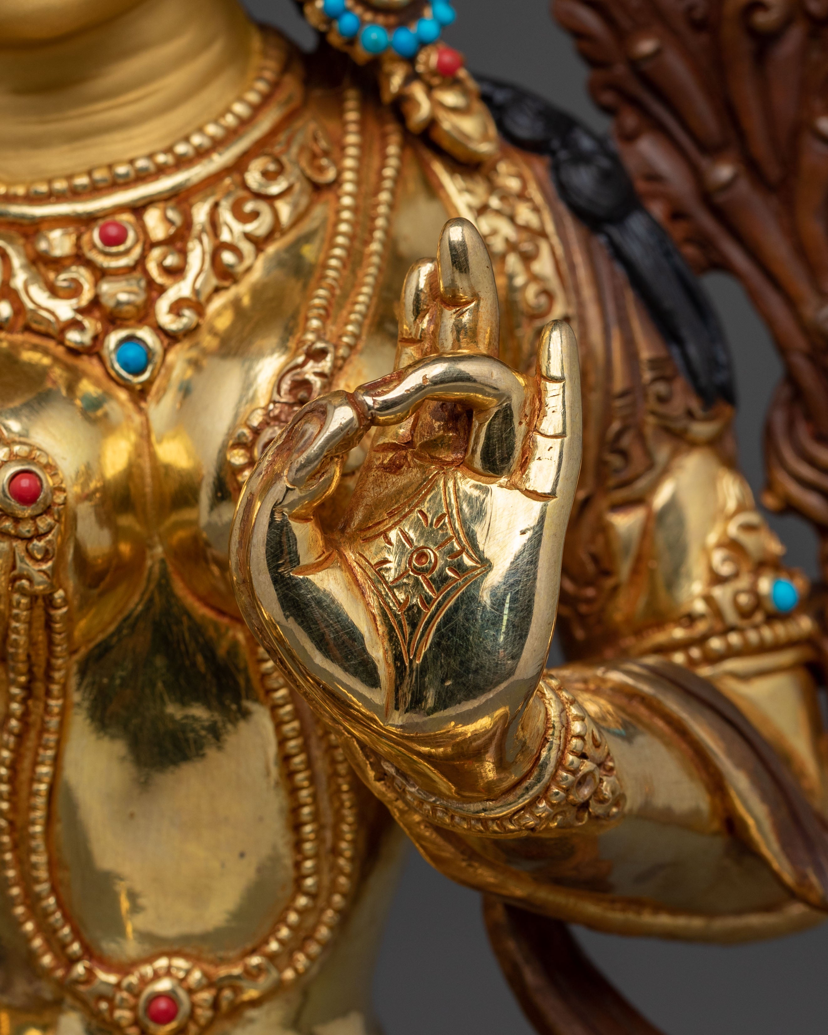 Compassion Statue of Green Tara | 24K Gold Gilded Sculpture