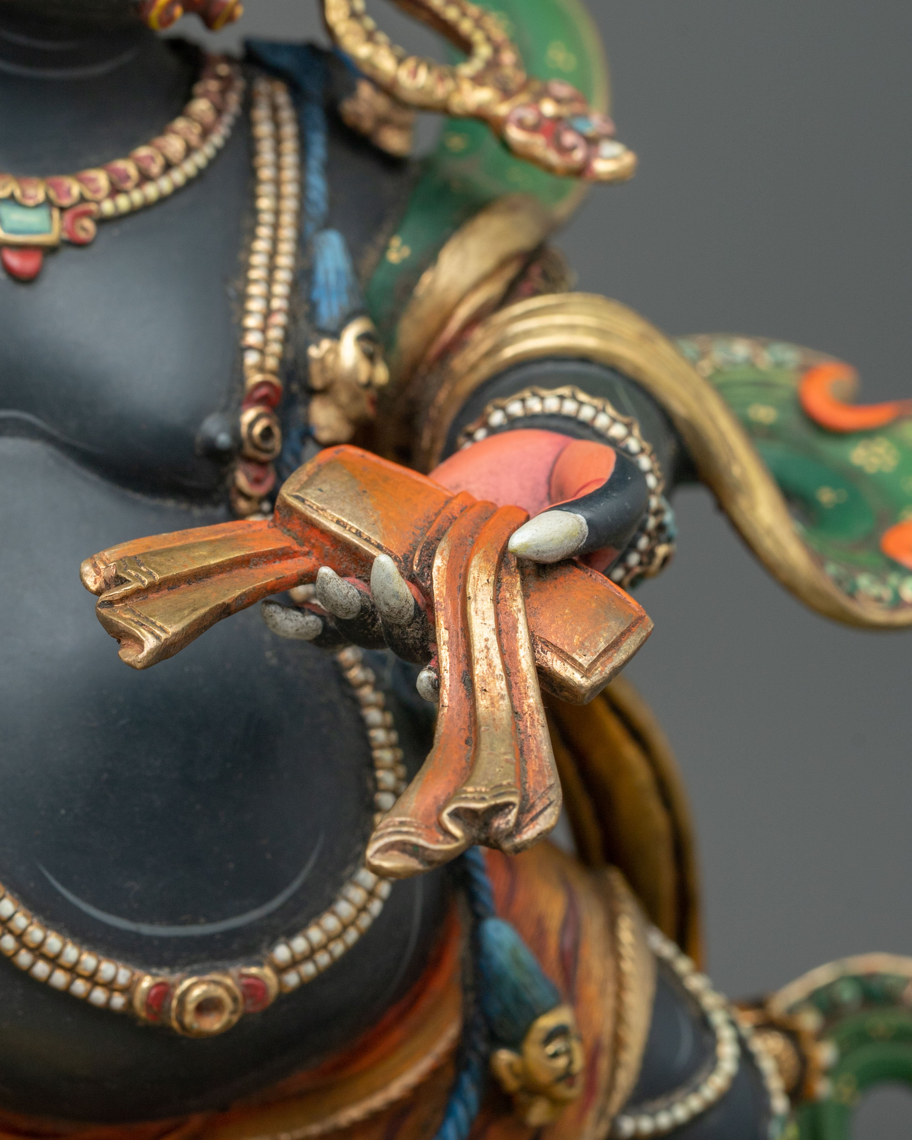 Black Manjushri Copper Statue | Wisdom Deity Buddhist Sculpture