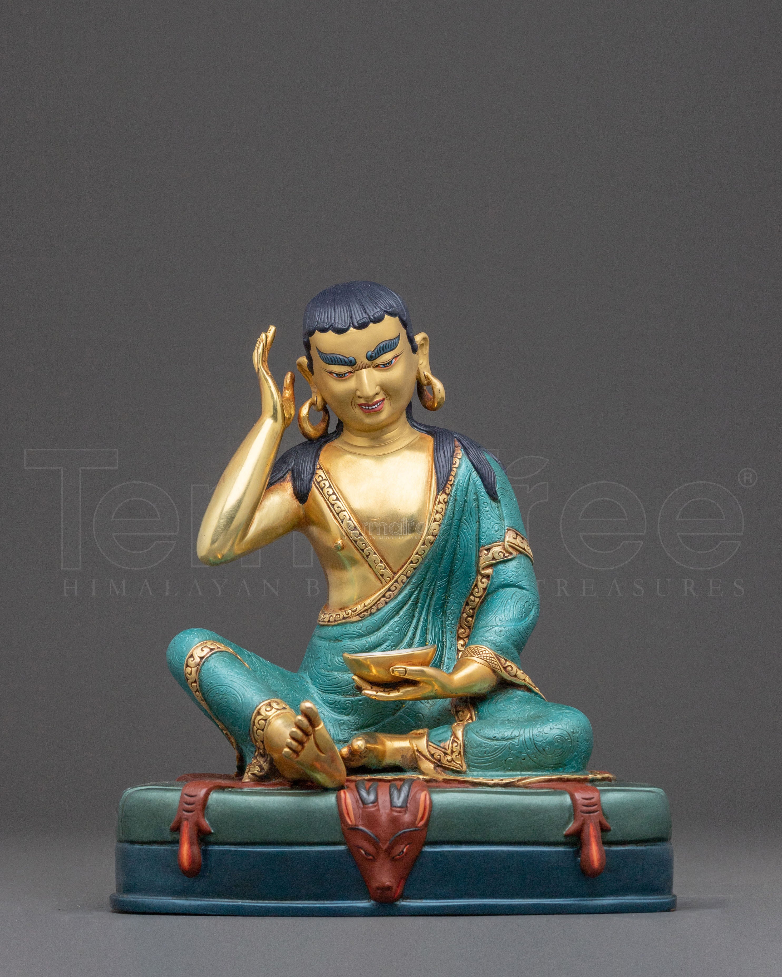 Tibetan Milarepa Buddhist Statue – 24K Gold Gilded Copper Statue
