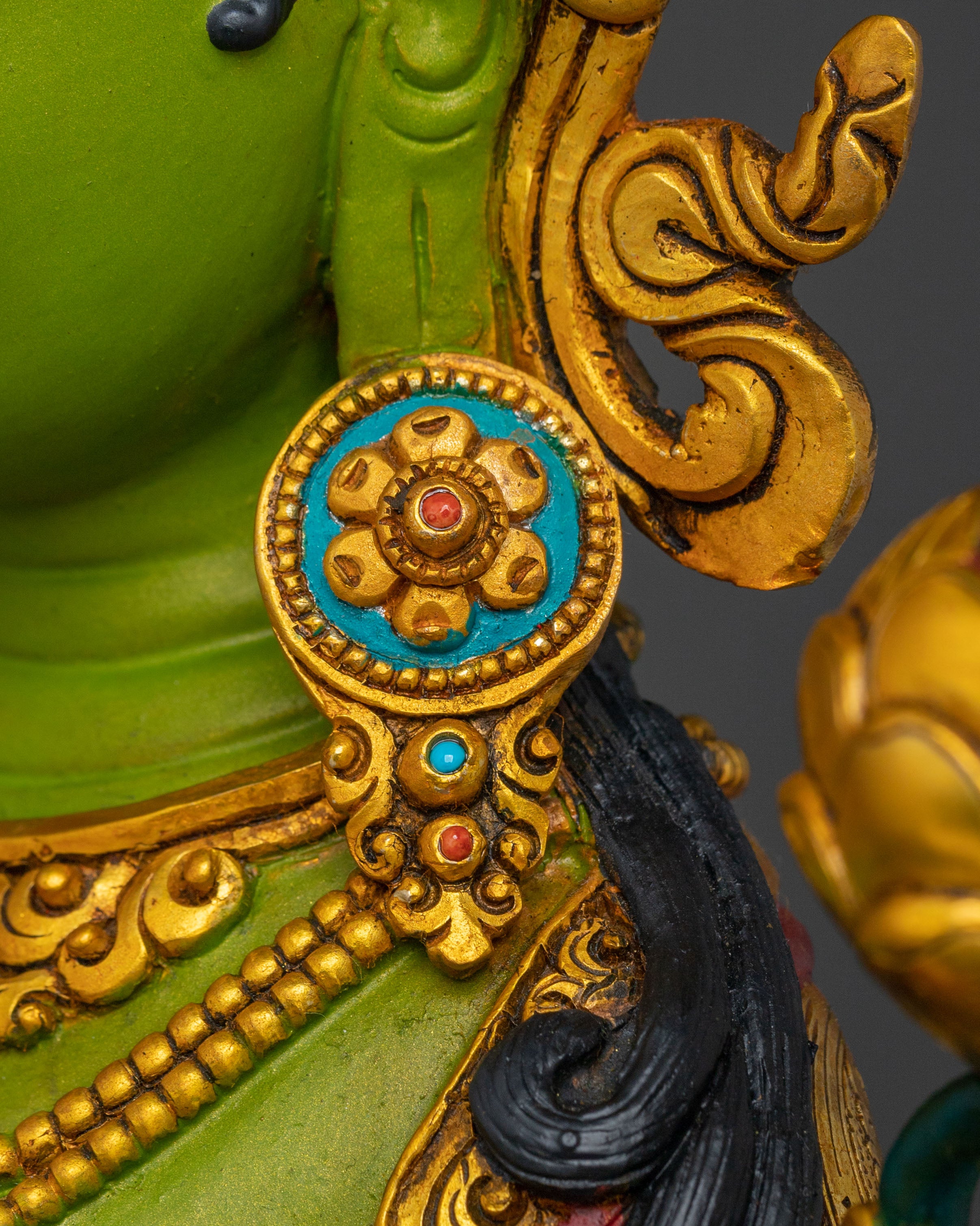 Handcrafted Green Tara Spiritual Statue | Home Decor