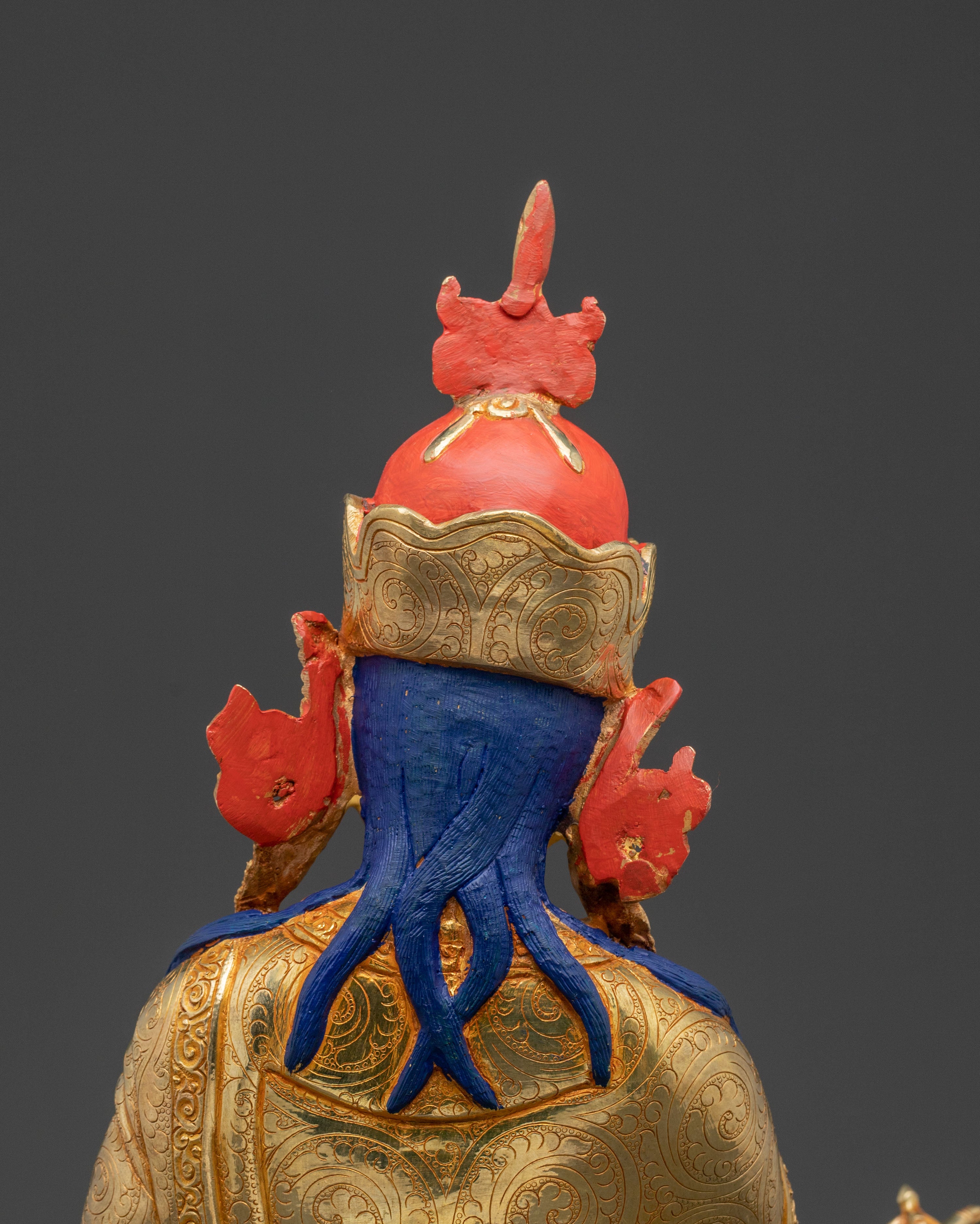 24k Gold Gilded Guru Rinpoche Spiritual Statue with Exquisite Artistry