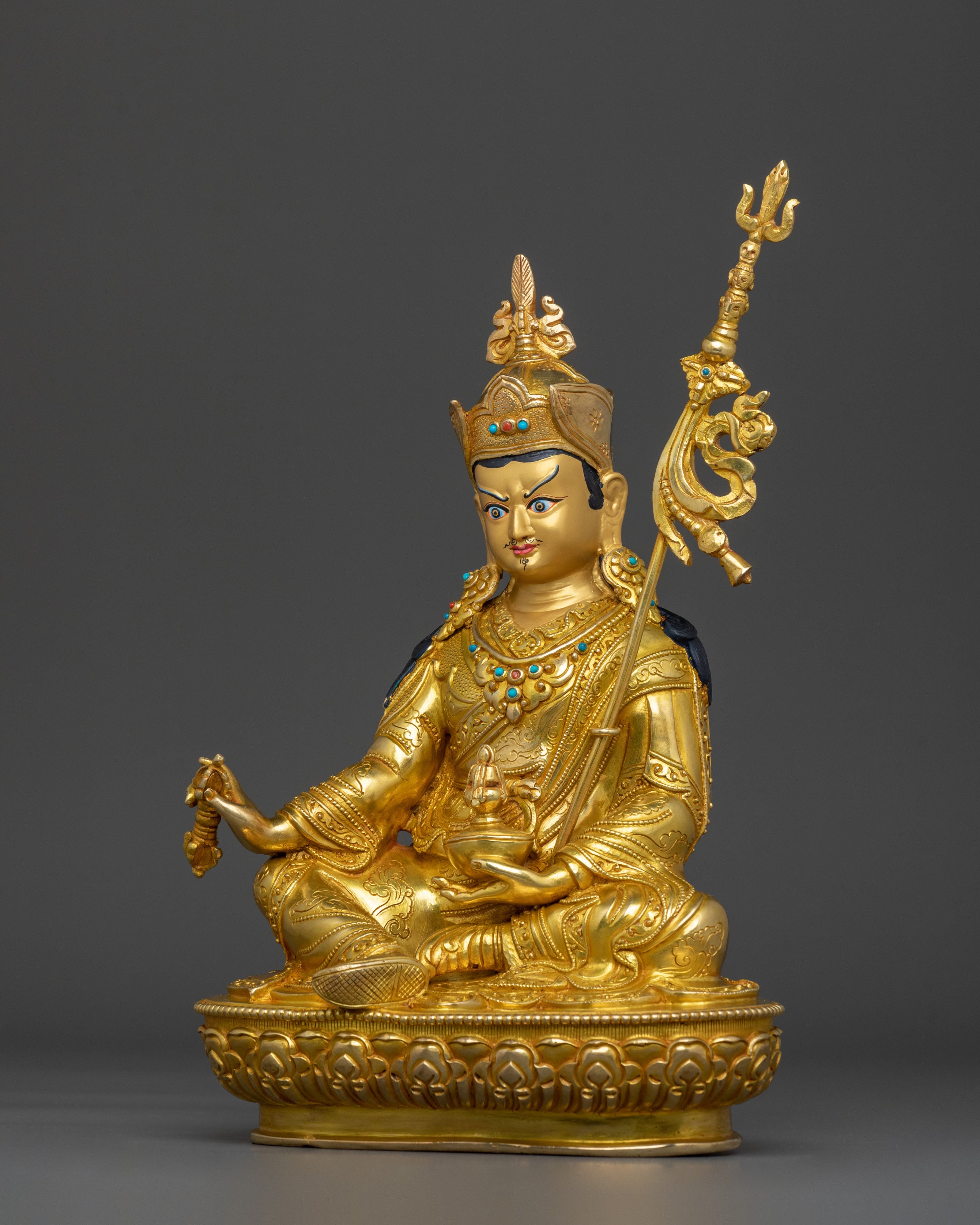 The Second Buddha Padmasambhava Sculpture in Gilded Gold