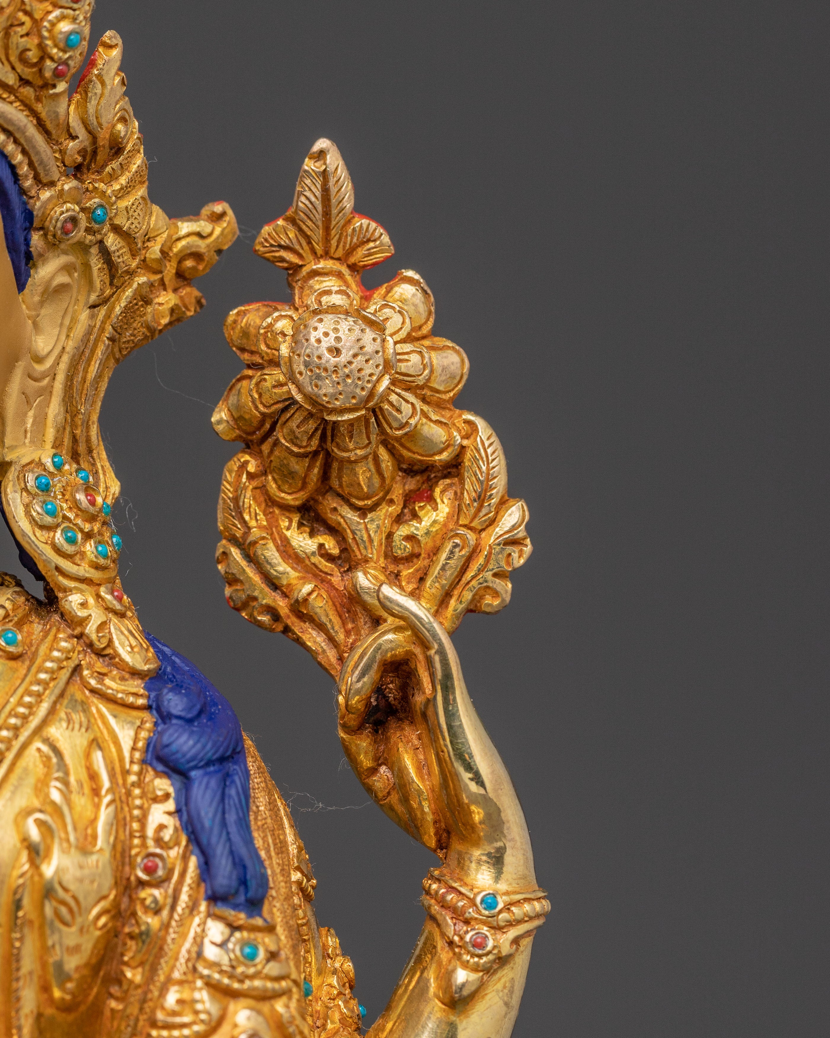 24K Gold Gilded Copper Statue of Chenrezig – Exquisite Nepali Art