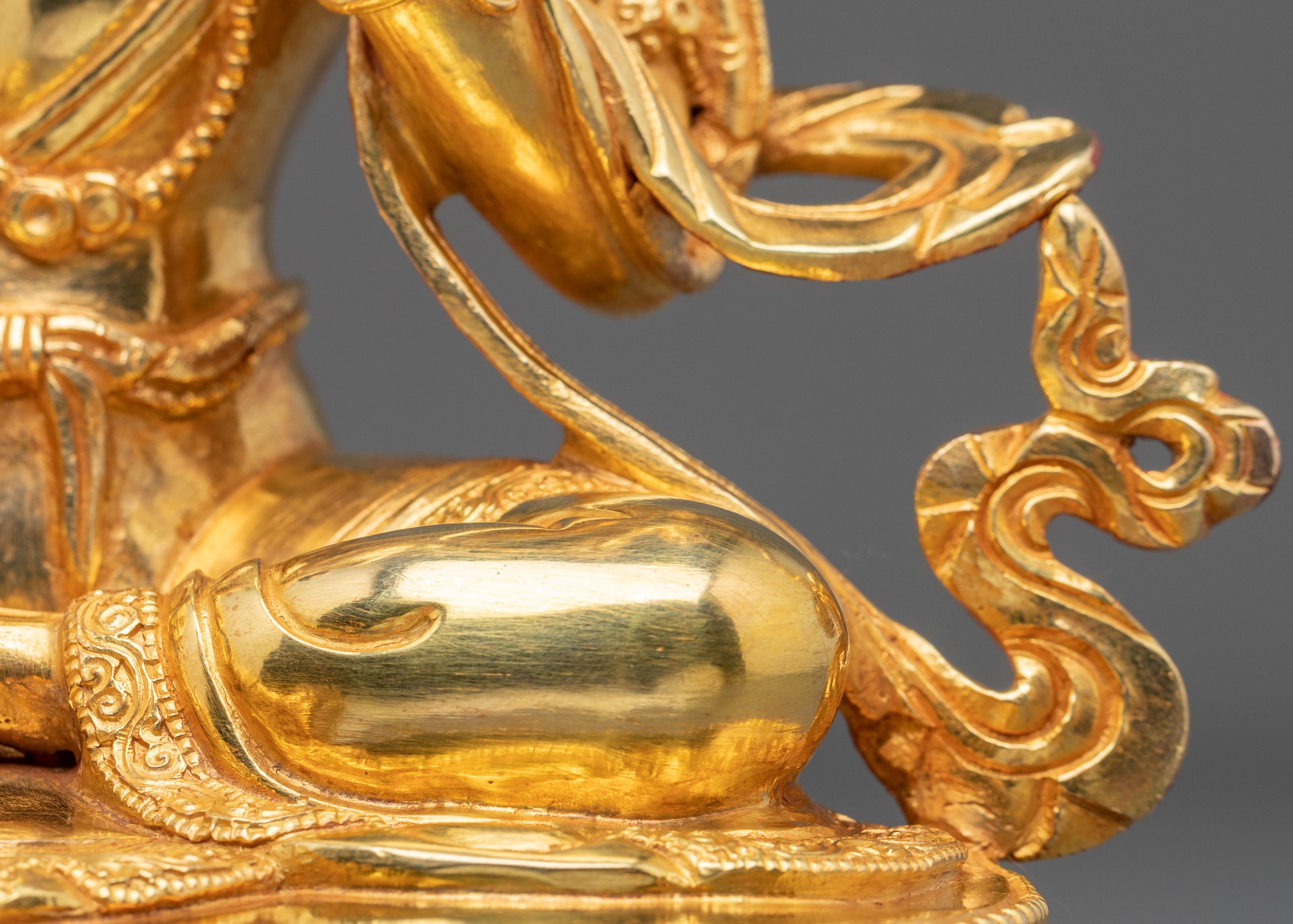 Buddhist Green Tara Meditation Statue in 24K Gold Gilded Copper