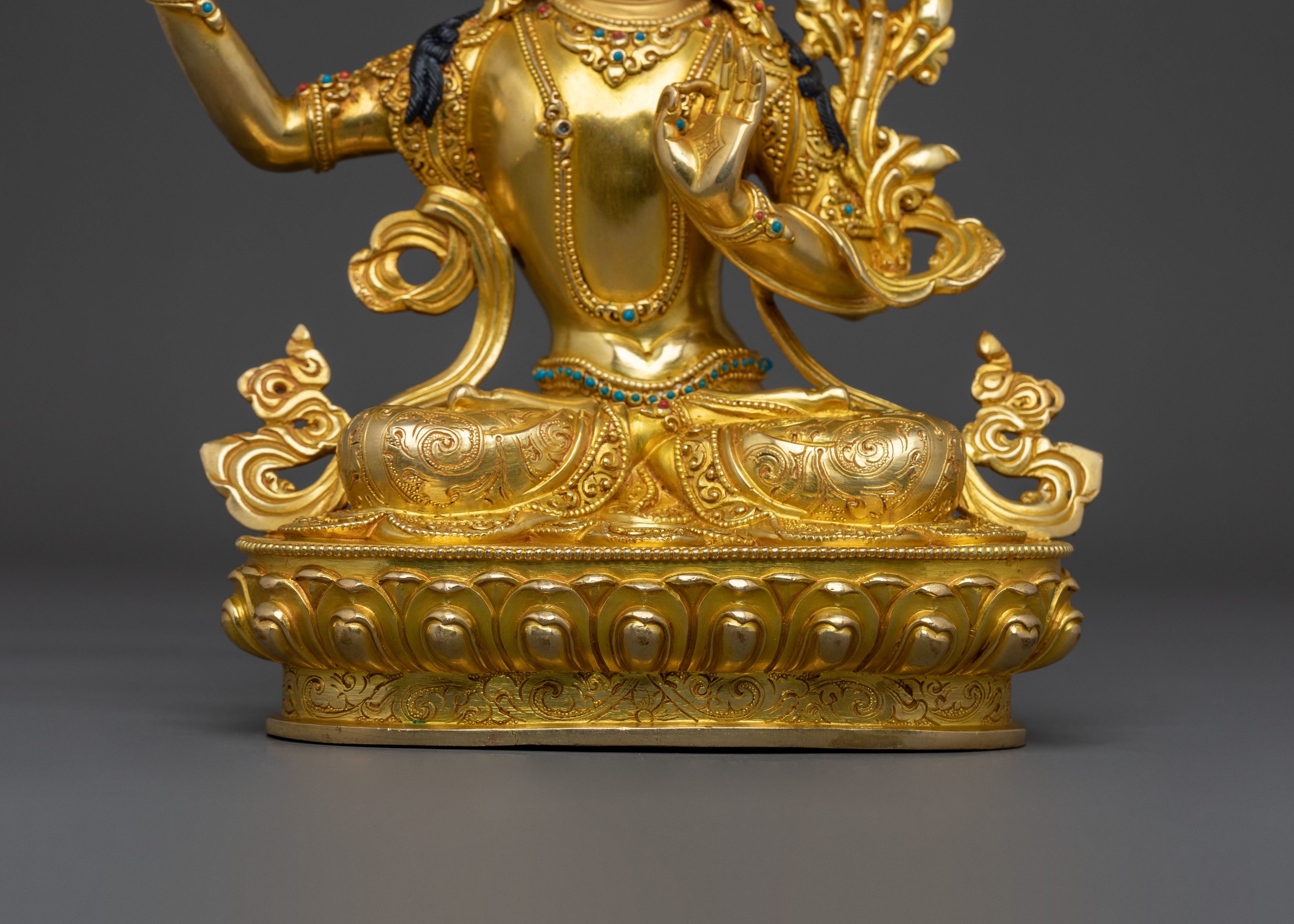 Manjushri Sword of Wisdom Handmade Sculpture | 24K Gold Gilded