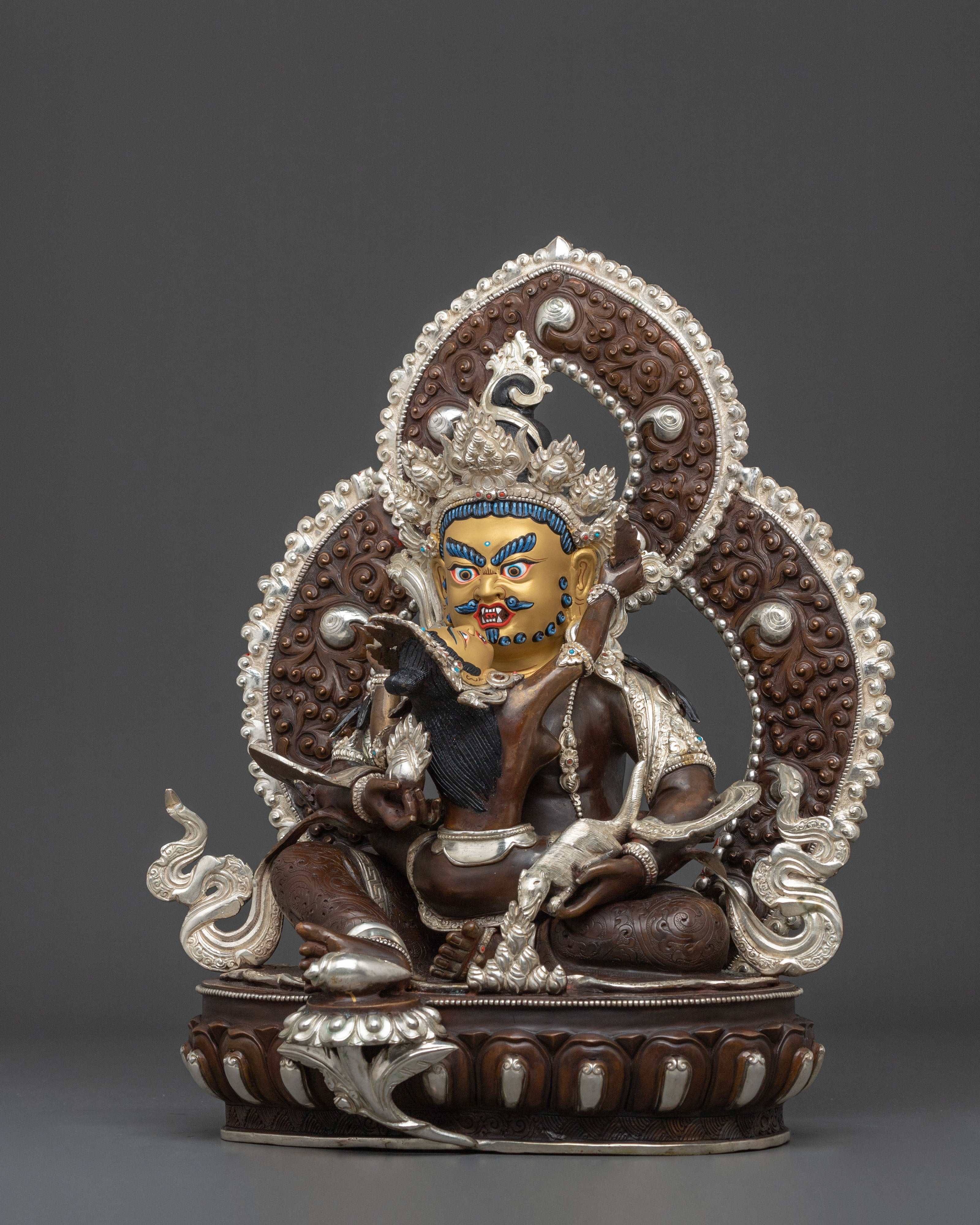 Red Dzambhala Statue | Oxidized Copper Wealth Deity
