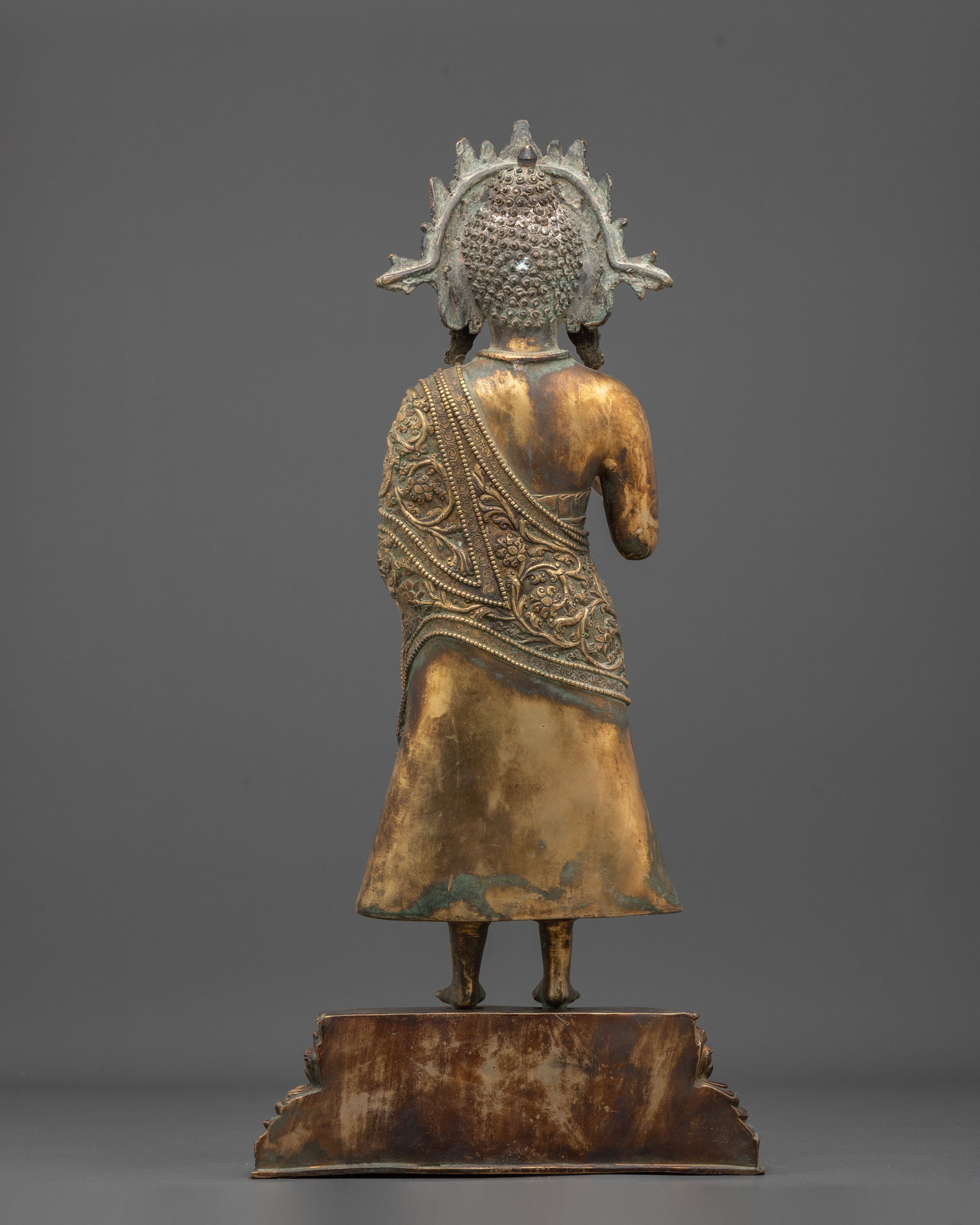 Dipankara Buddha Tibetan Statue | Antique Finish Copper Sculpture