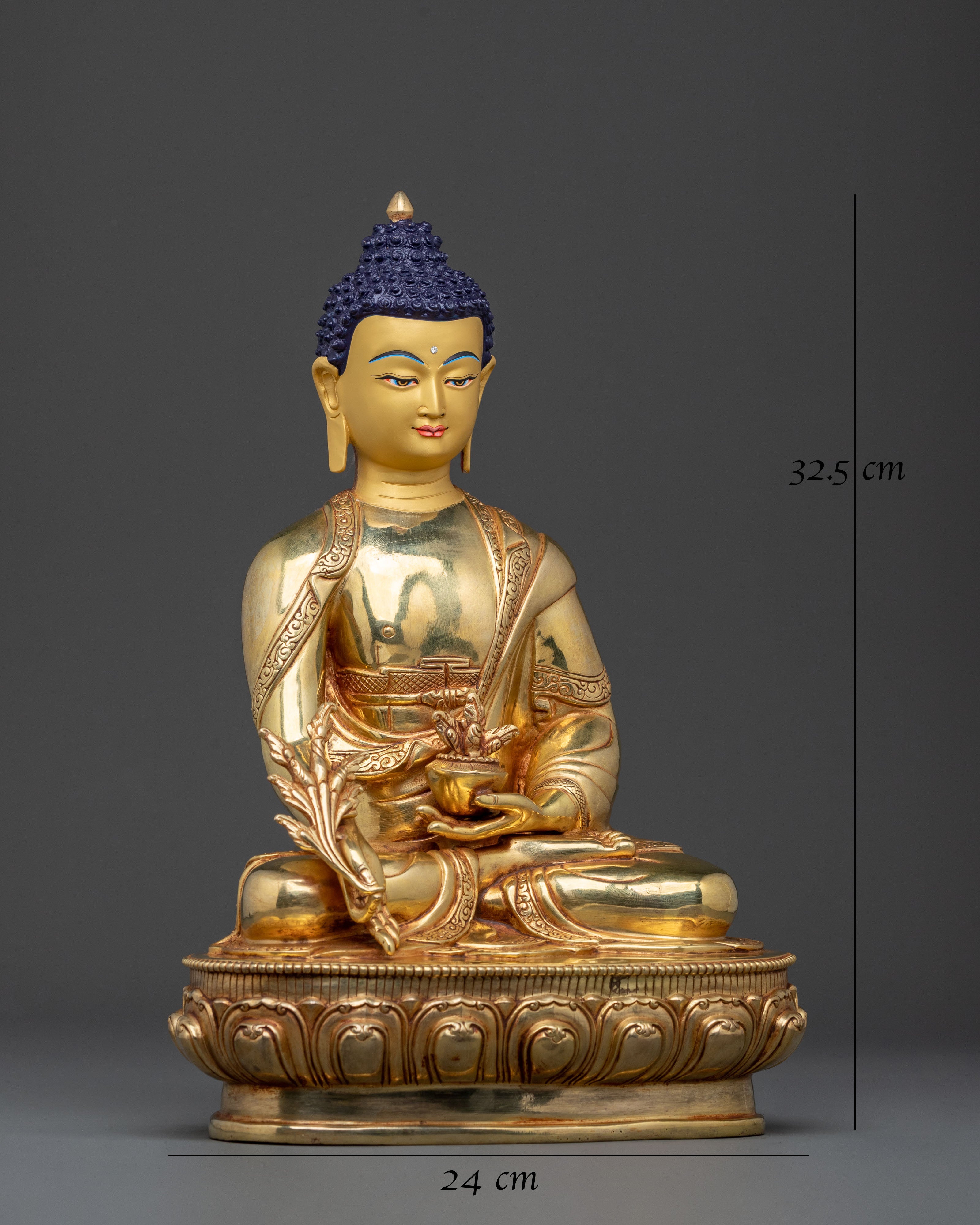 Medicine Buddha Serenity Sculpture | 24K Gold Gilded