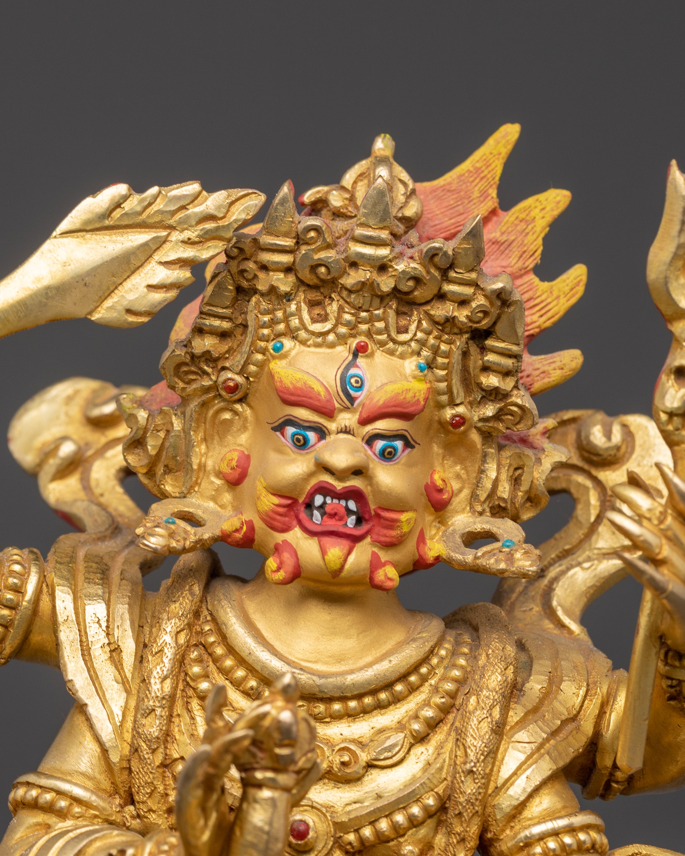 Himalayan Sculpture of Four Armed Mahakala | Protector Deity
