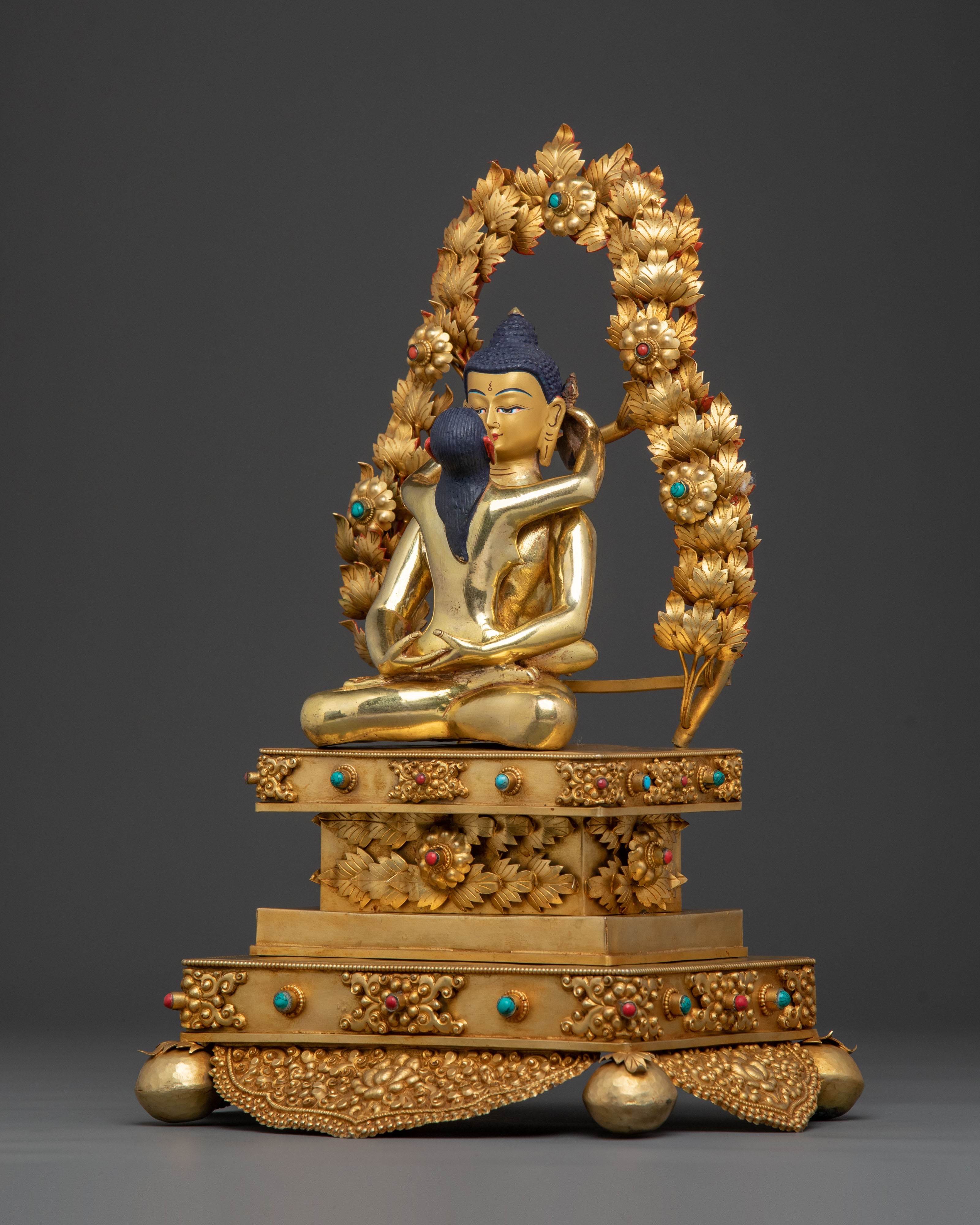 Samantabhadra Statue with Consort on Throne | Home Decor