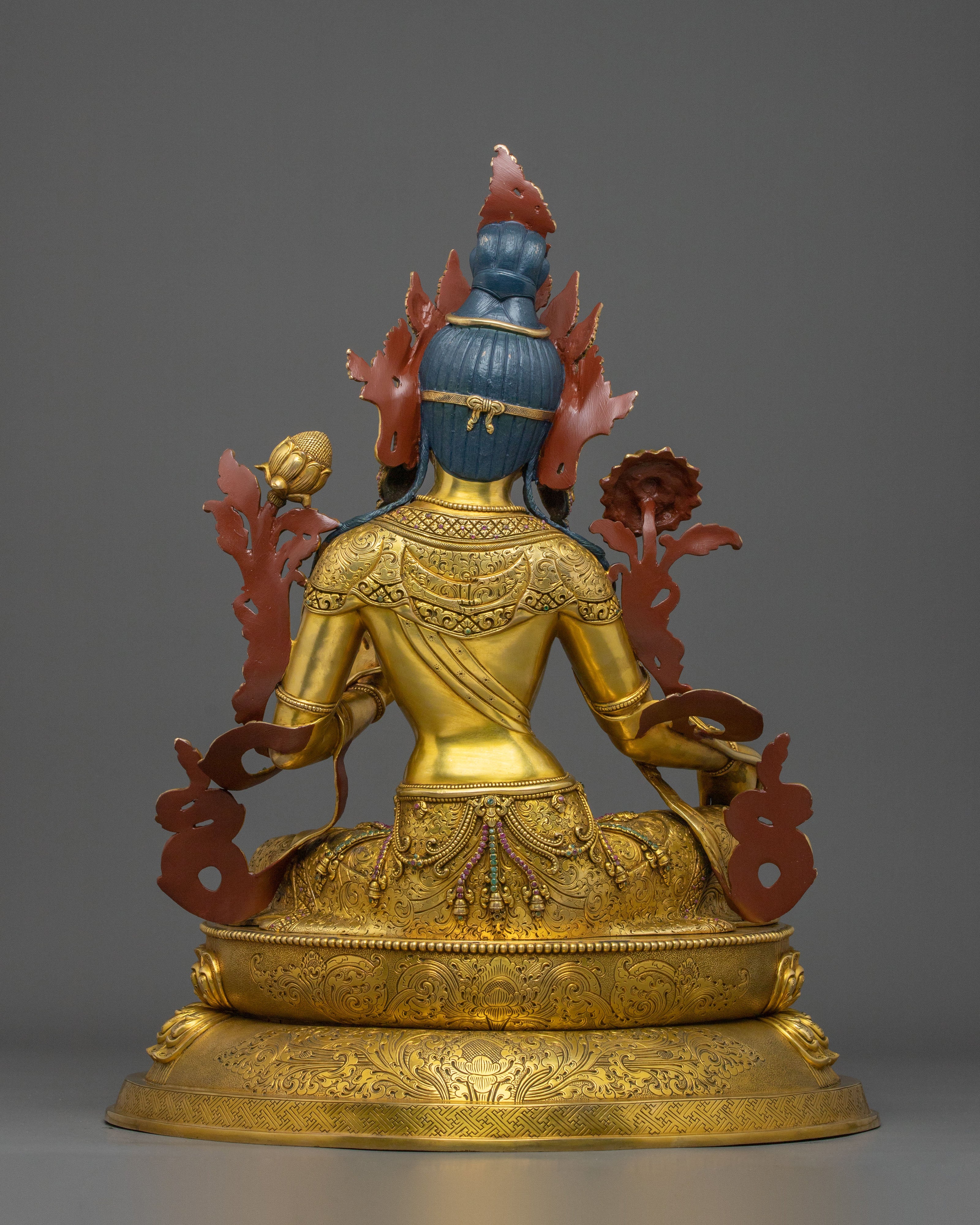 Shyamatara Divine Sculpture | 24K Gold Gilded Green Tara Compassion Statue