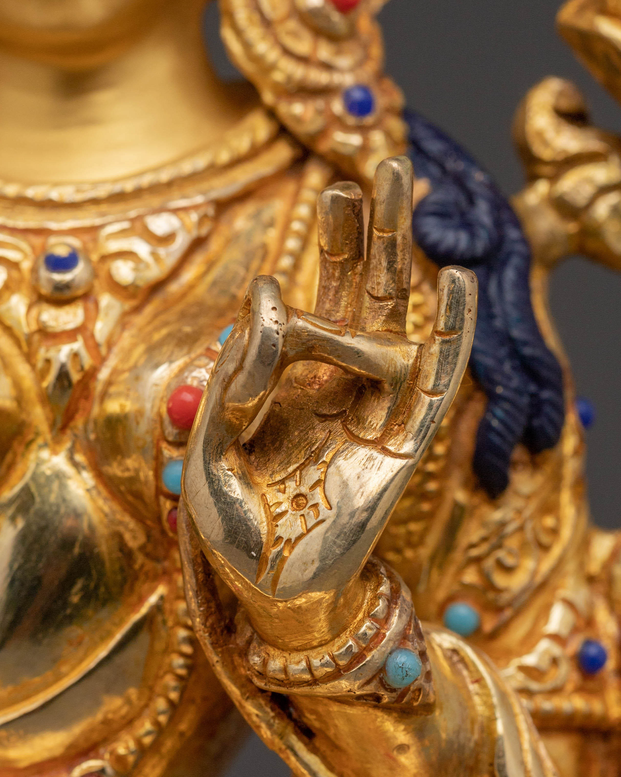 Golden Green Tara Statue for Sacred Spaces – Hand-Gilded Copper Art