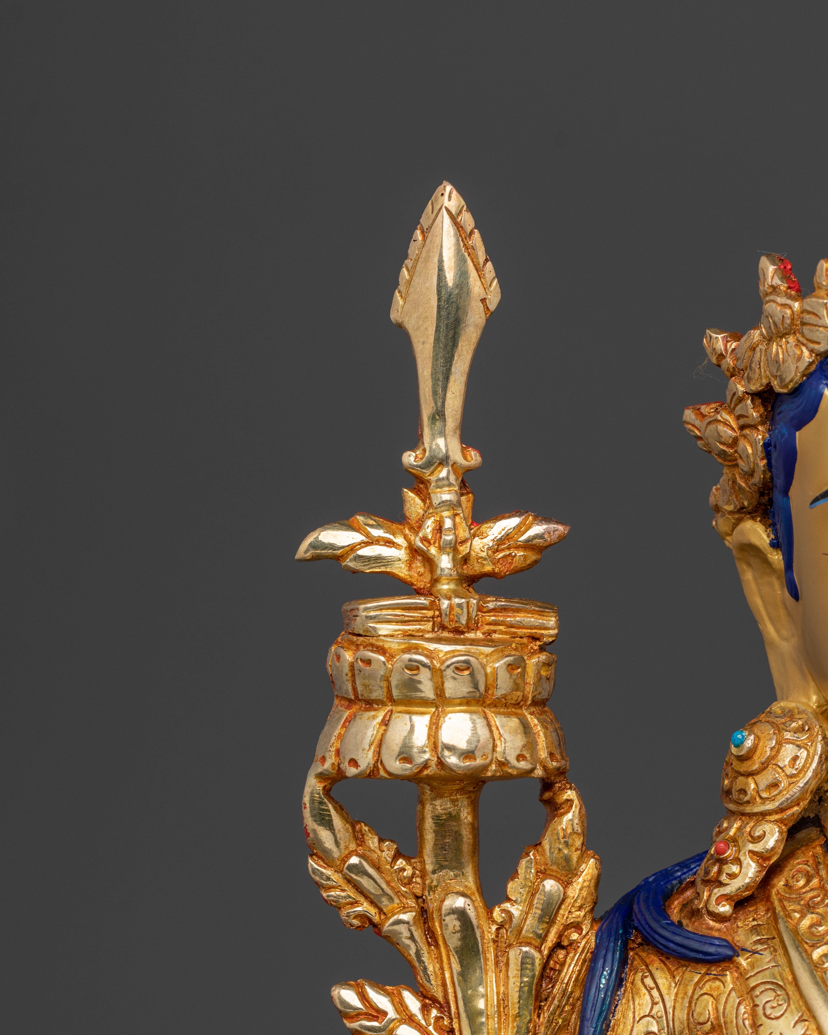 Majestic Yuthok Yonten Gonpo Sculpture | 24K Gold Gilded