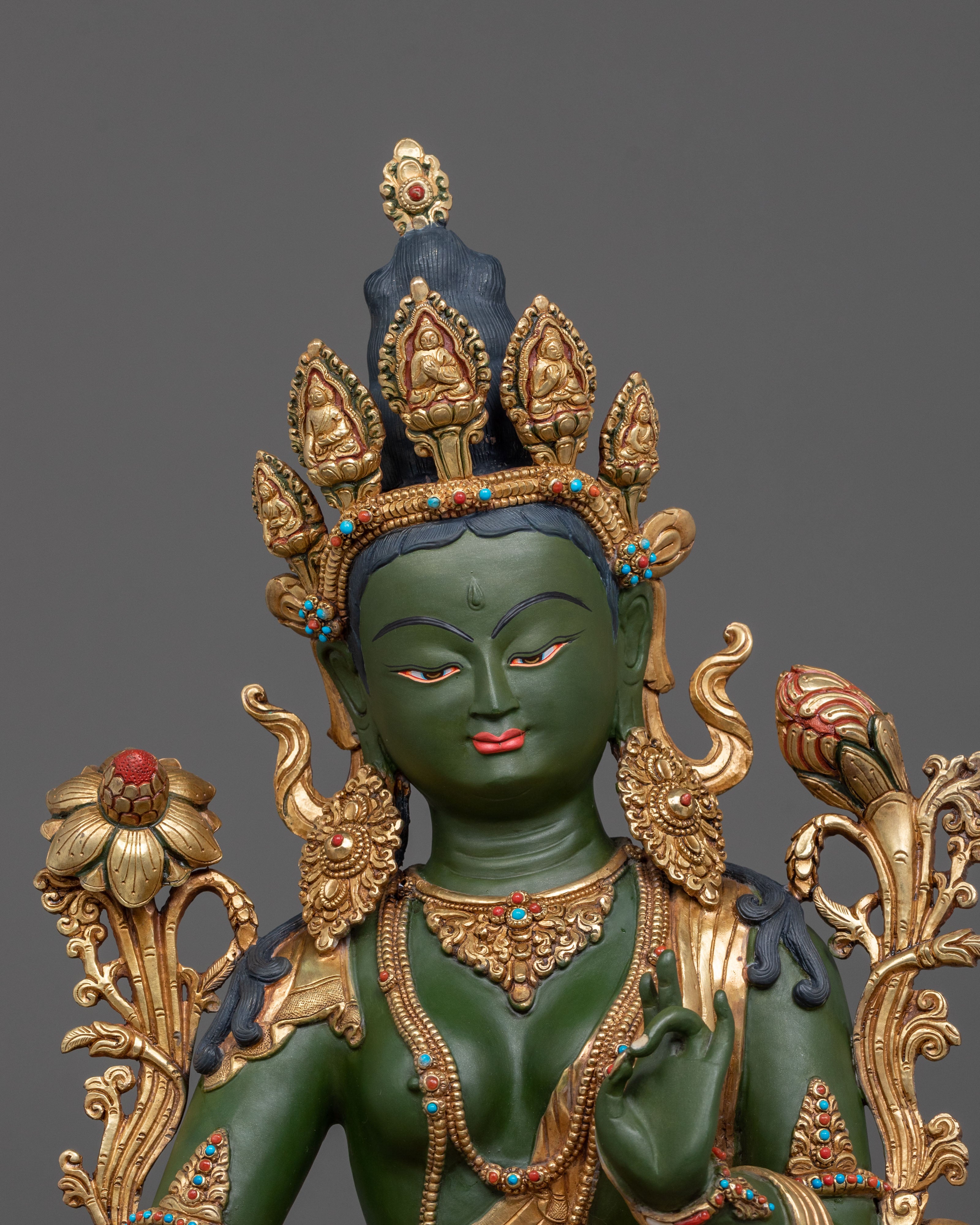 Handmade Green Tara Spiritual Statue | Home Decor