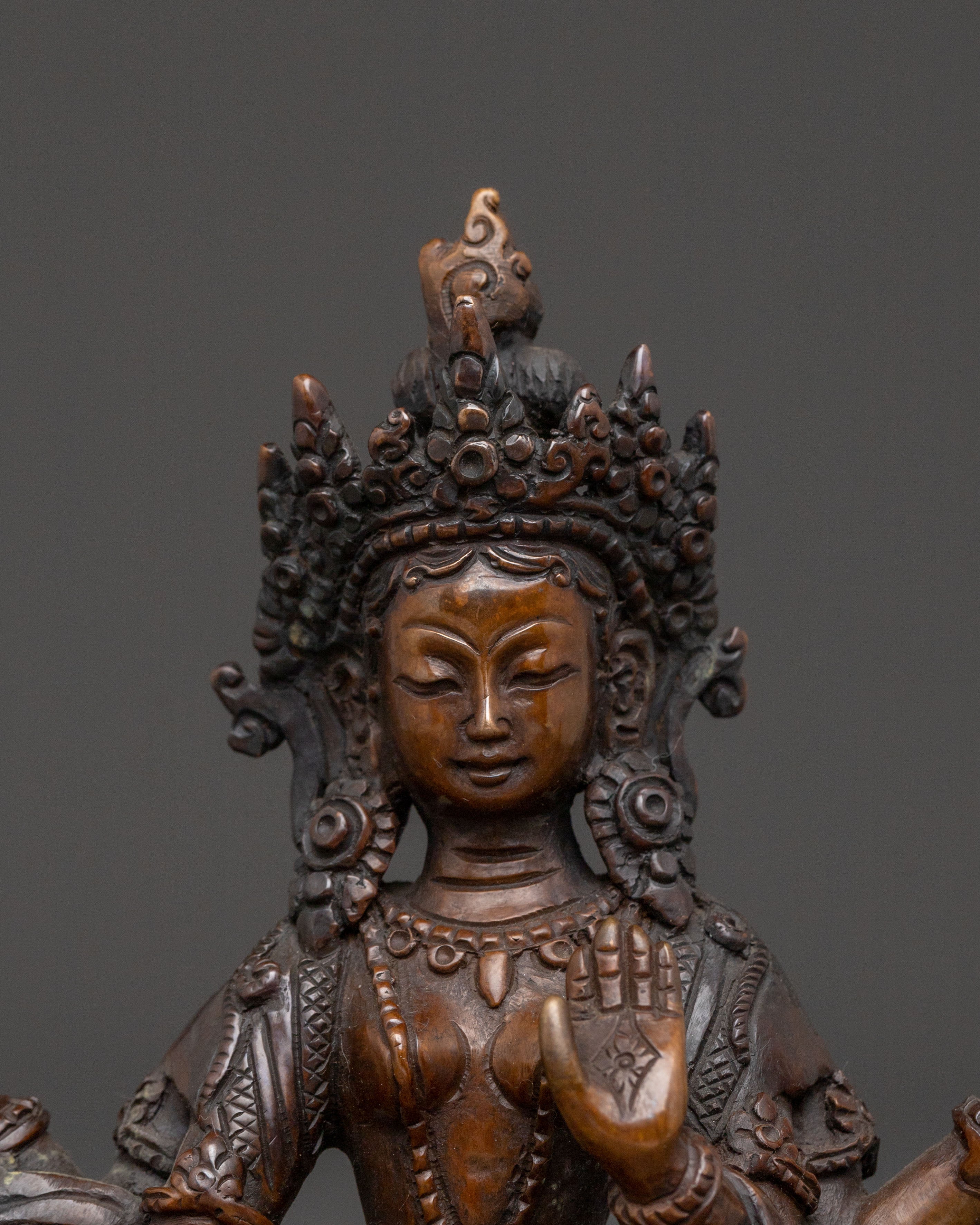 Goddess Laxmi Spiritual Statue – Oxidized Copper Masterpiece
