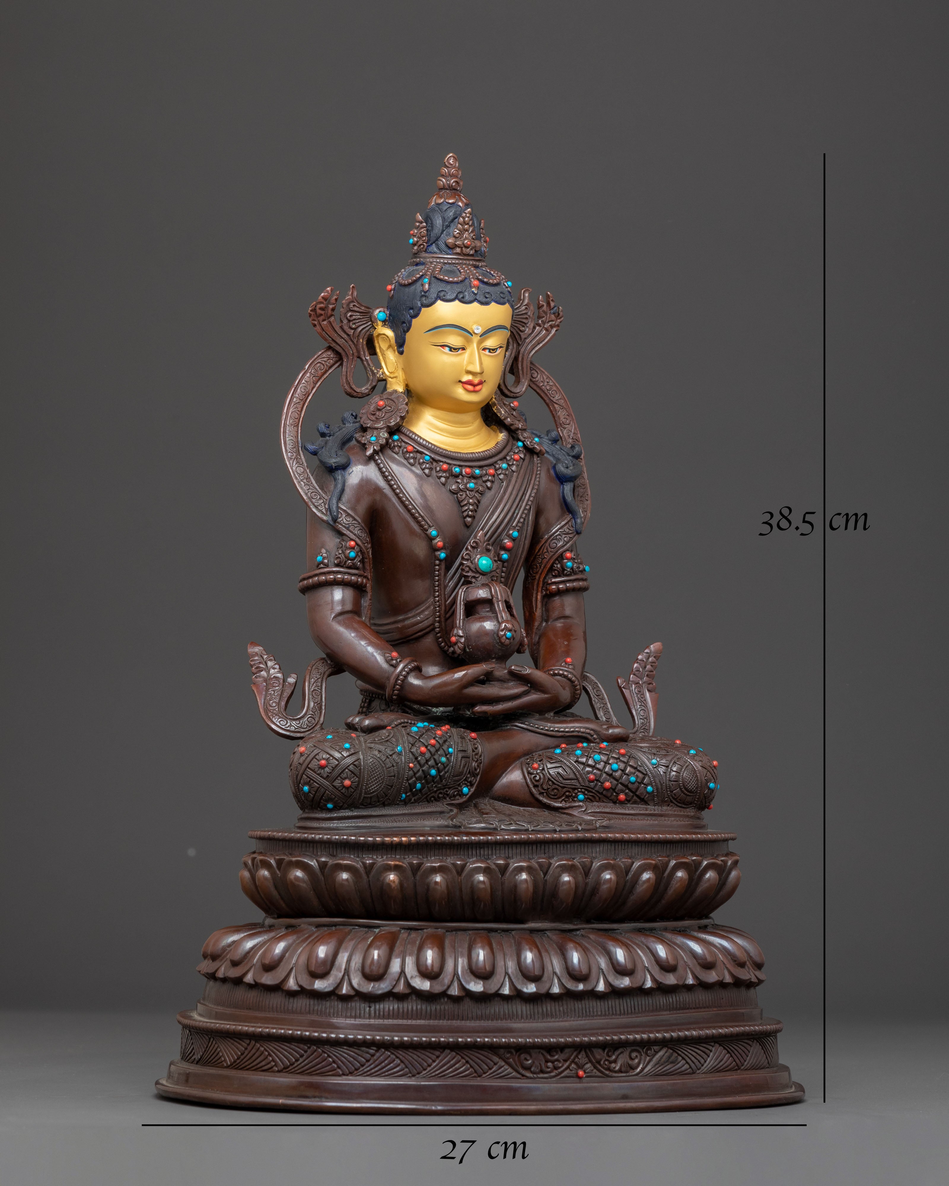 Handcrafted Copper Statue of Bodhisattva Amitayus