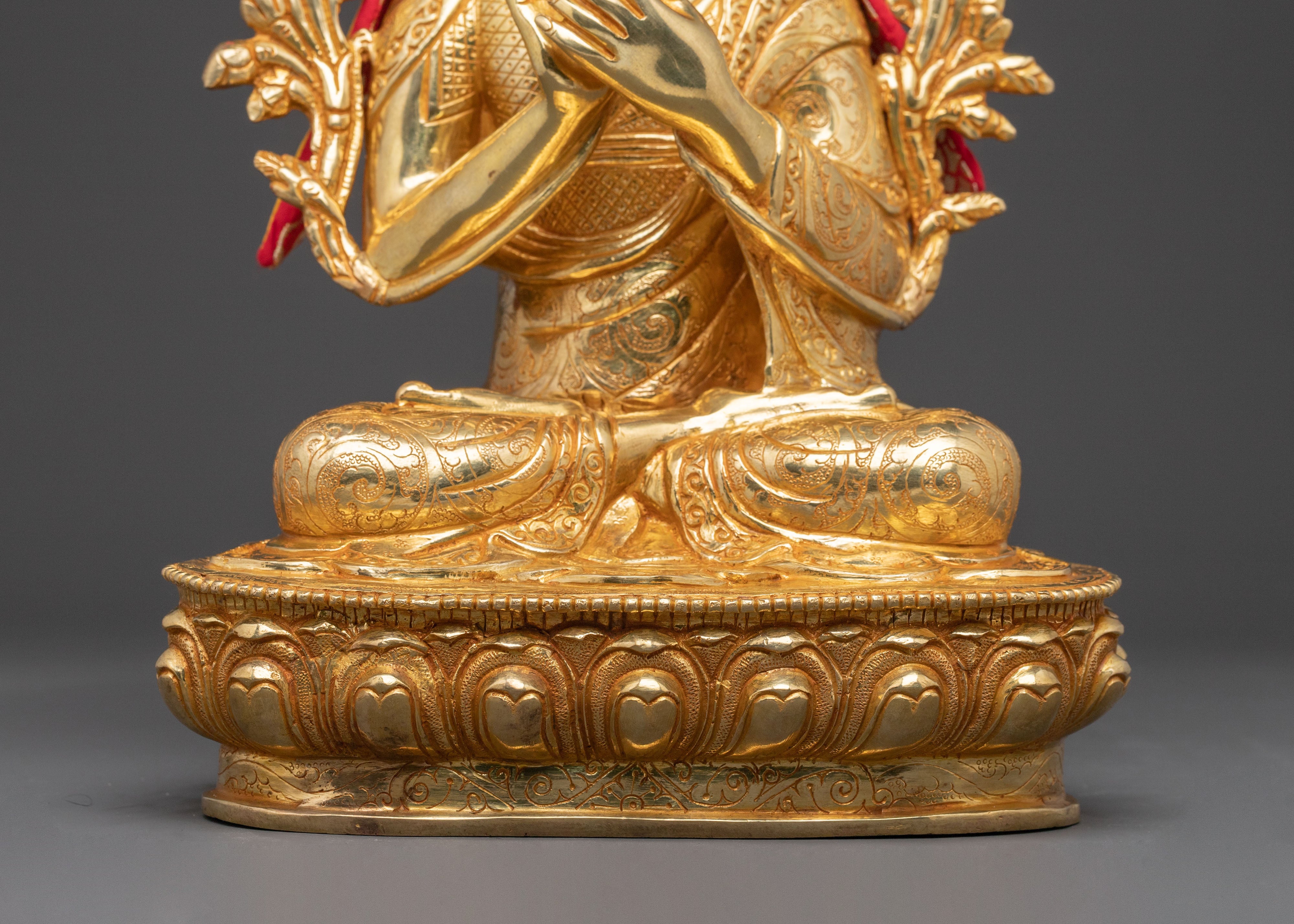 Sacred Tsongkhapa Statue Set | Sacred Meditation Teacher Sculpture