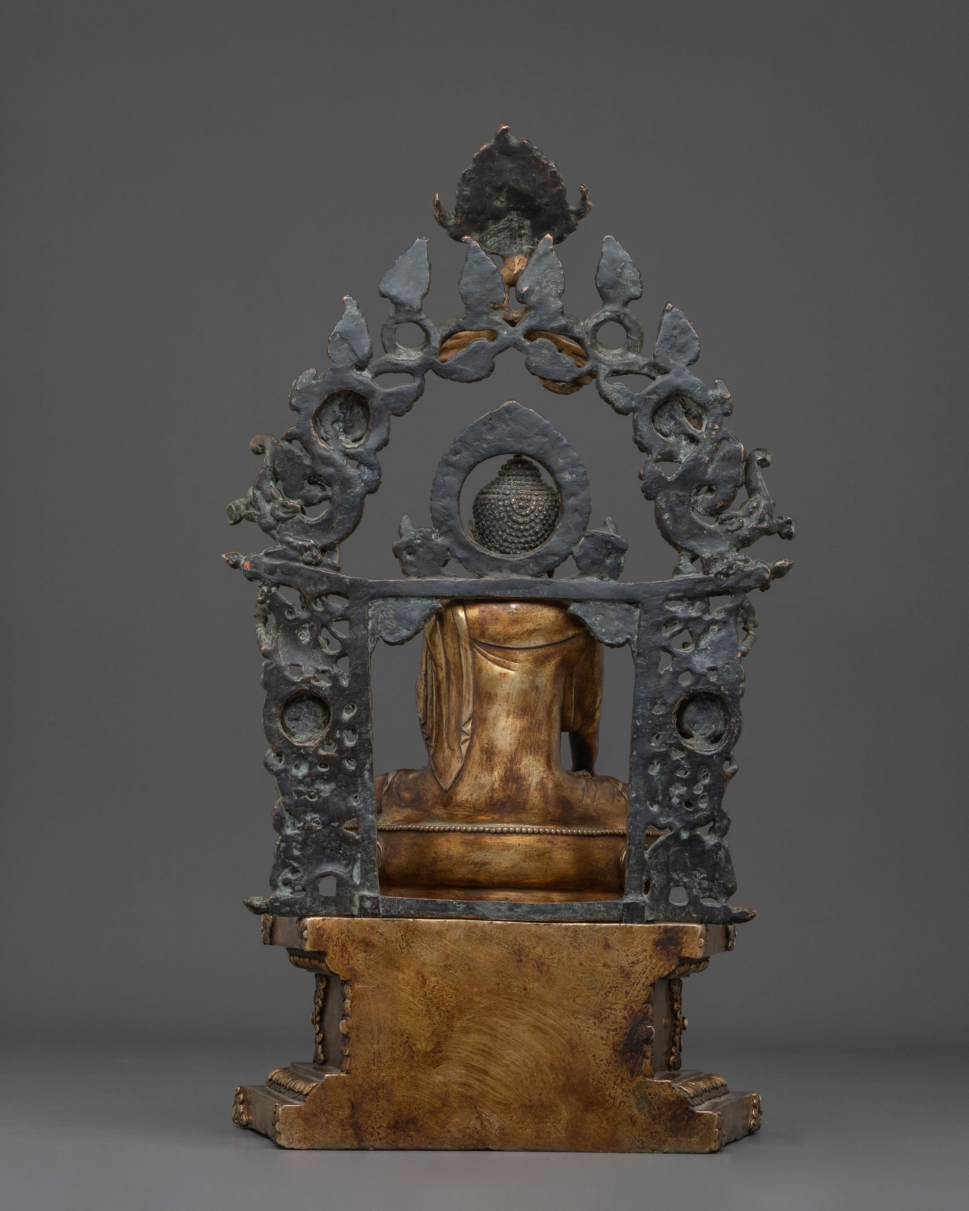 Shakyamuni Buddha Statue on Throne | Home Decor