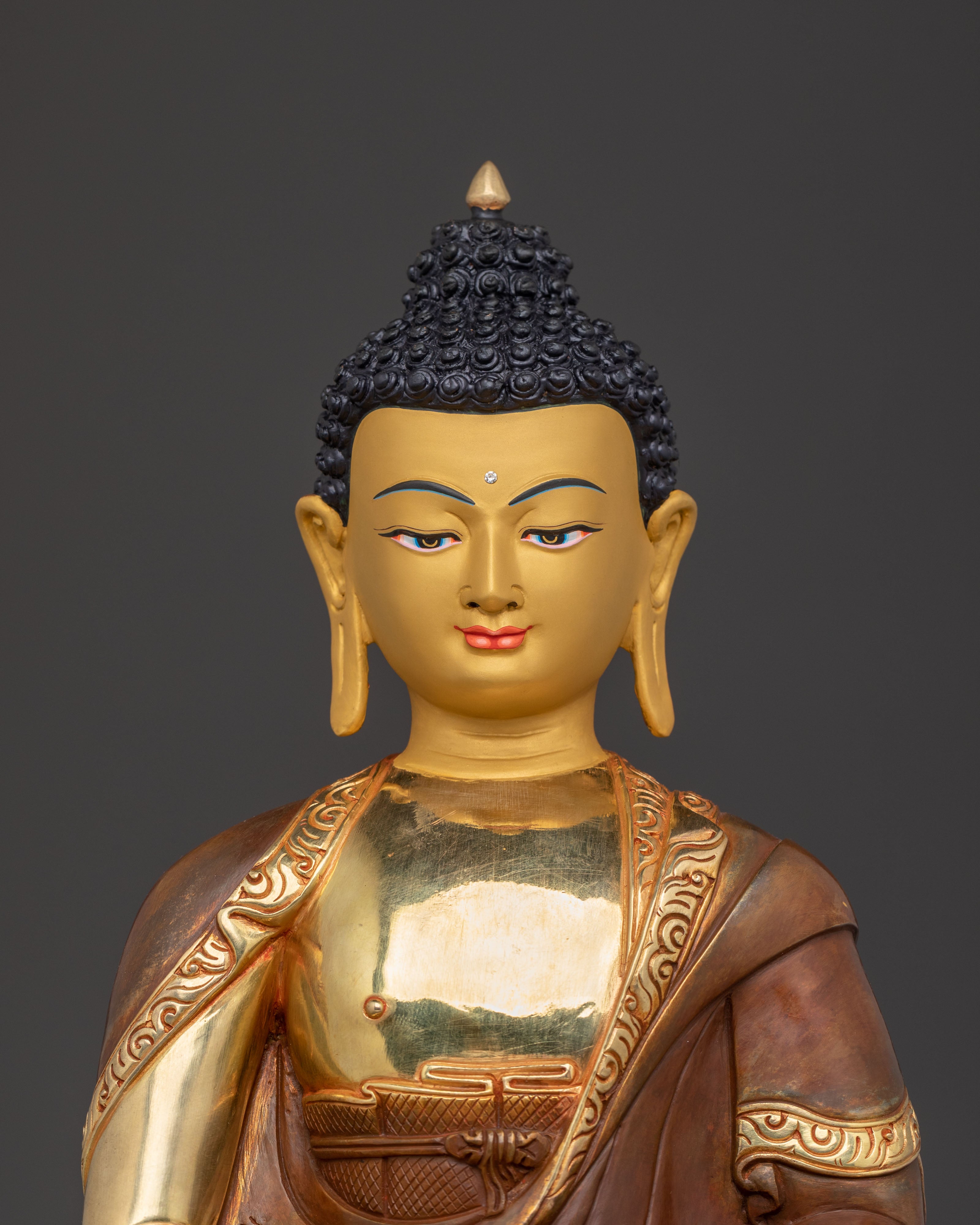 Amitabha Buddha Traditional Sacred Statue: Gilded Copper Art