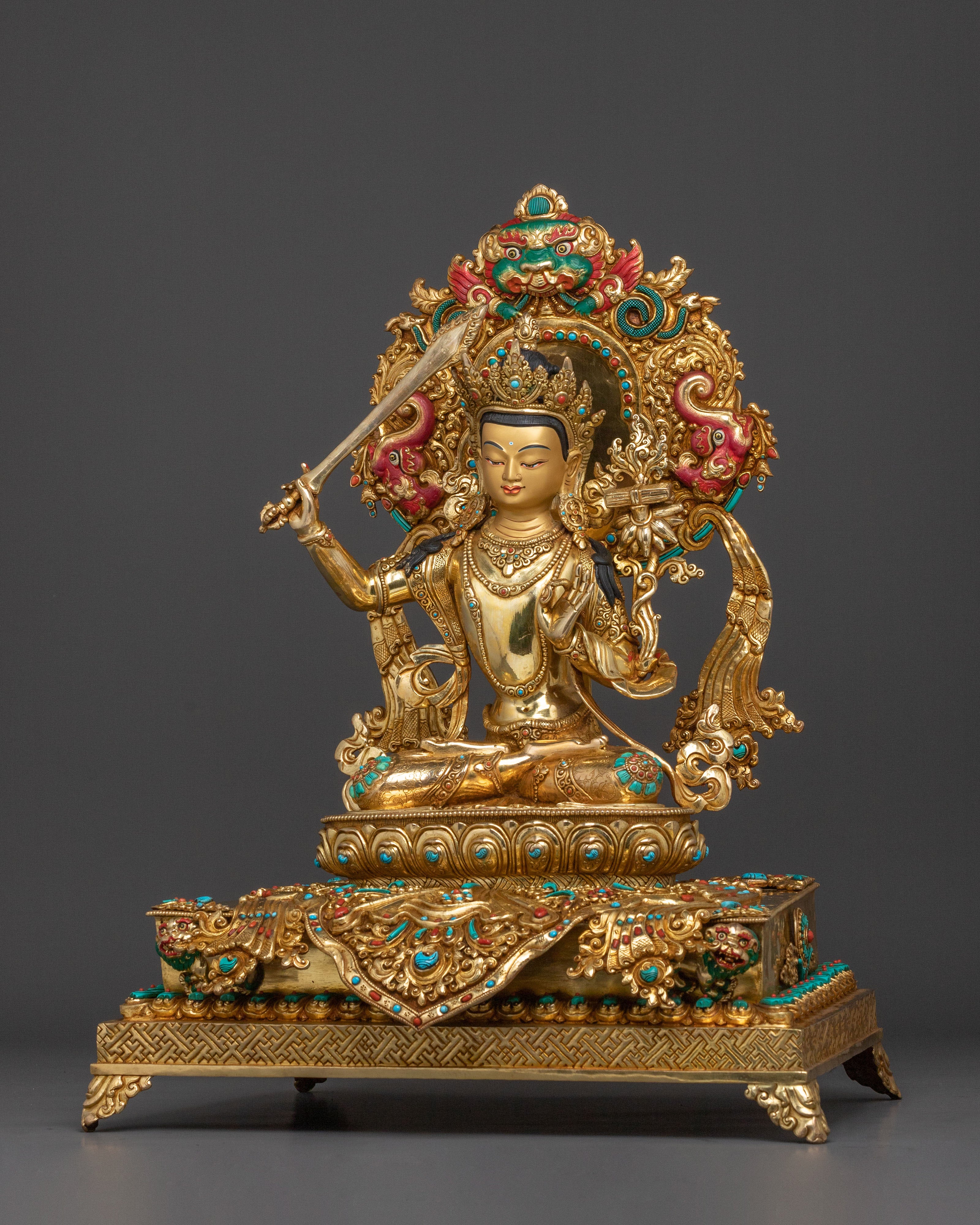Manjushri Statue On Throne | Bodhisattva of Wisdom
