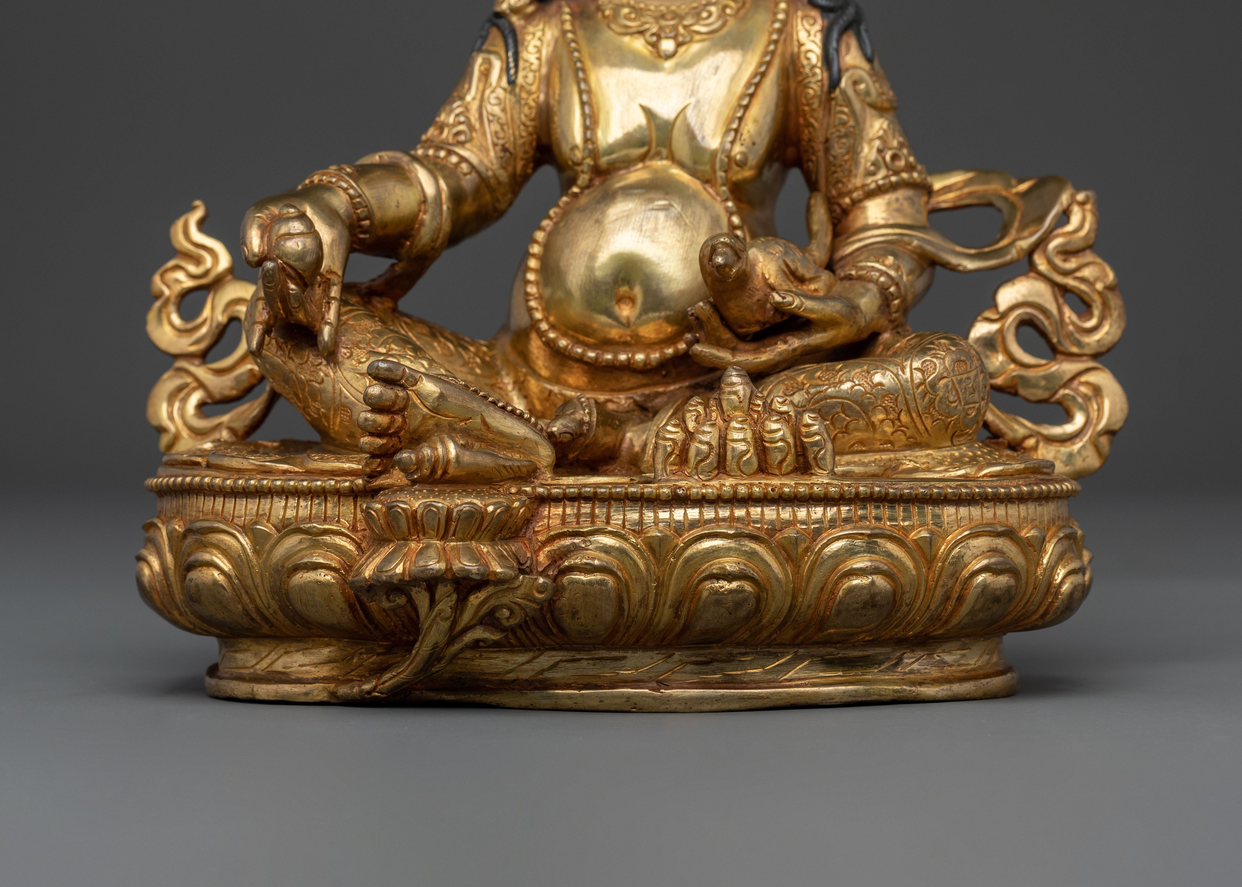 24K Gold Gilded Dzambhala Wealth Blessing Sculpture