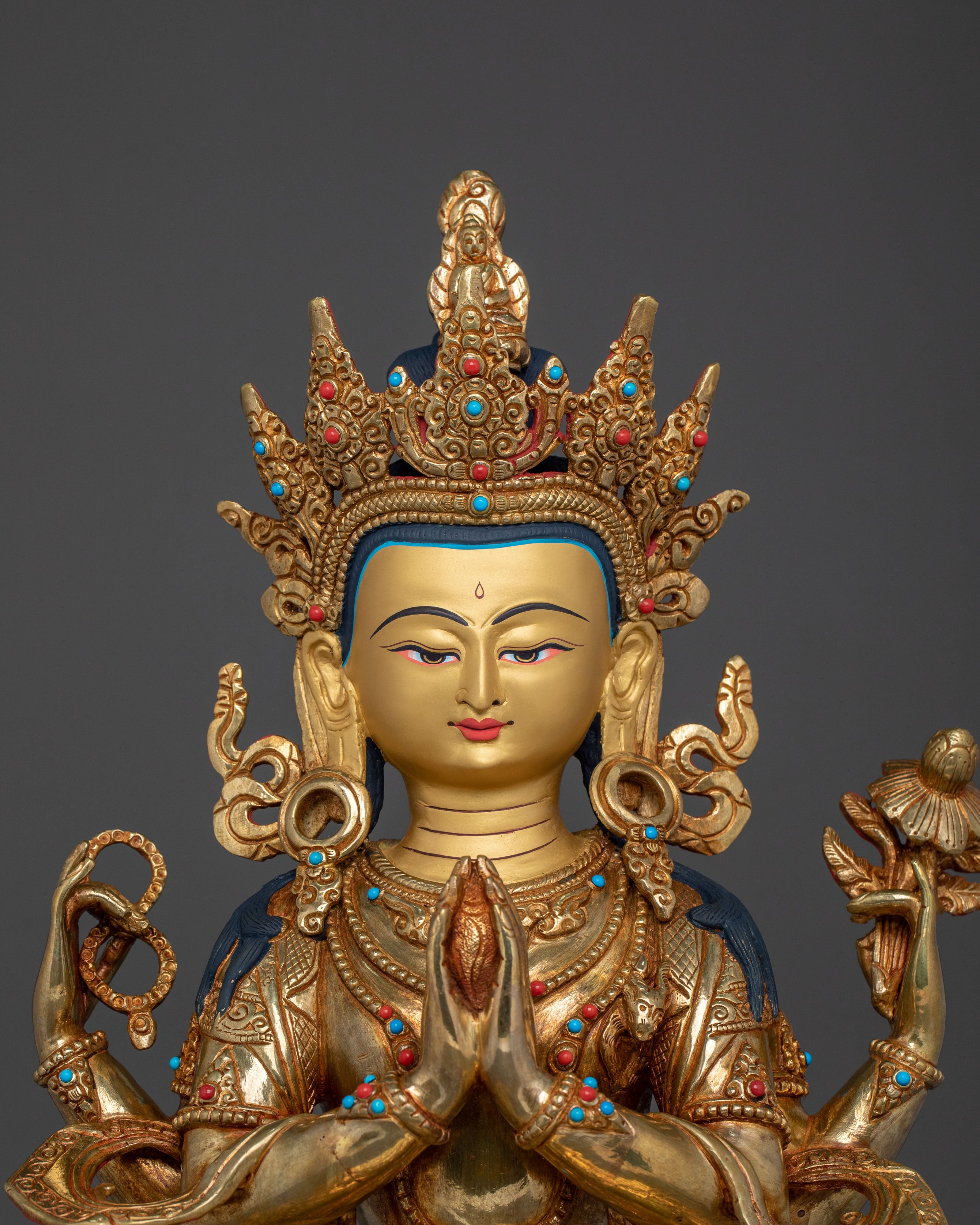 Four Armed Chenrezig Spiritual Figurine | Home Decor