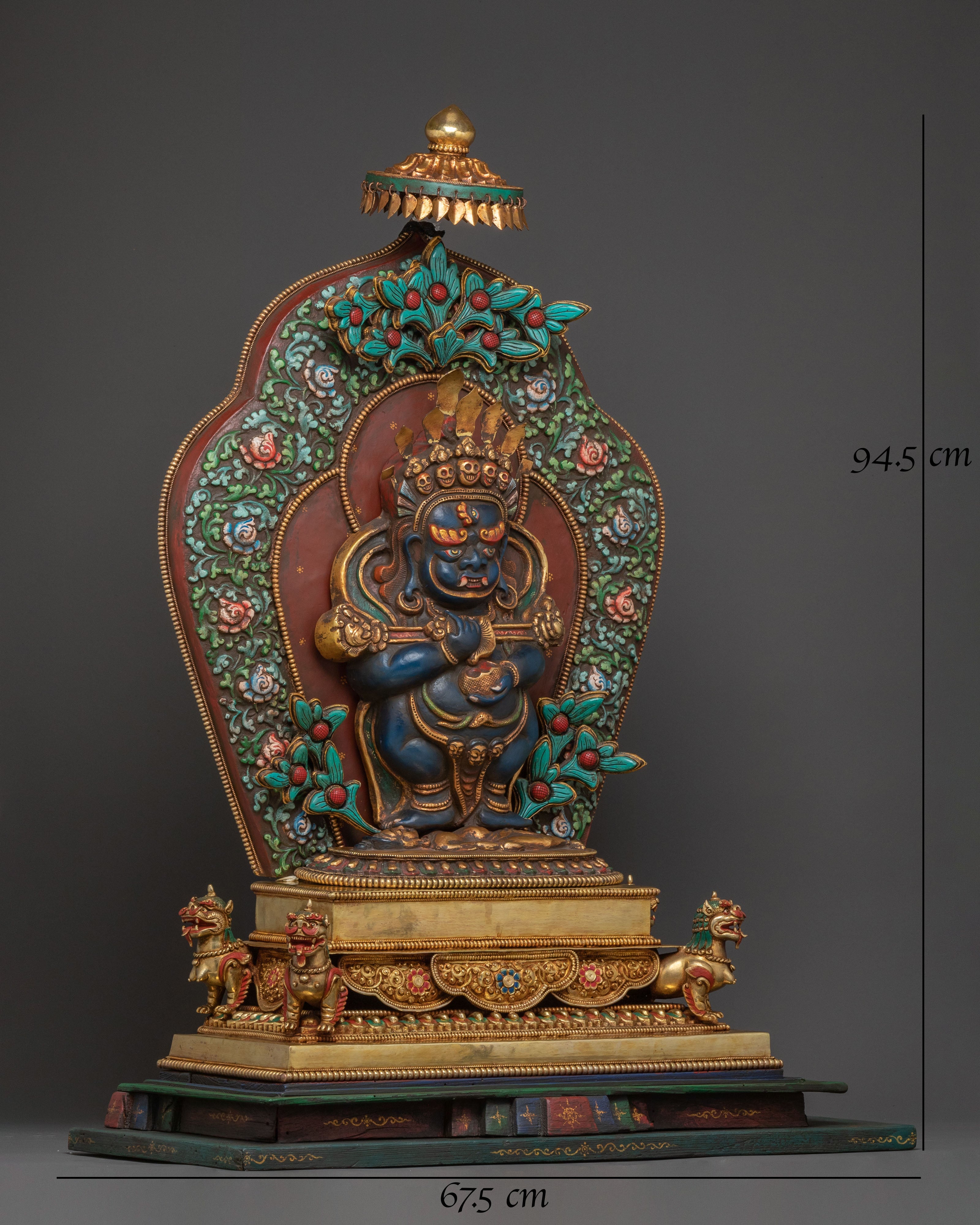 Shakya Mahakala Sacred Statue: 24K Gold Gilded Statue
