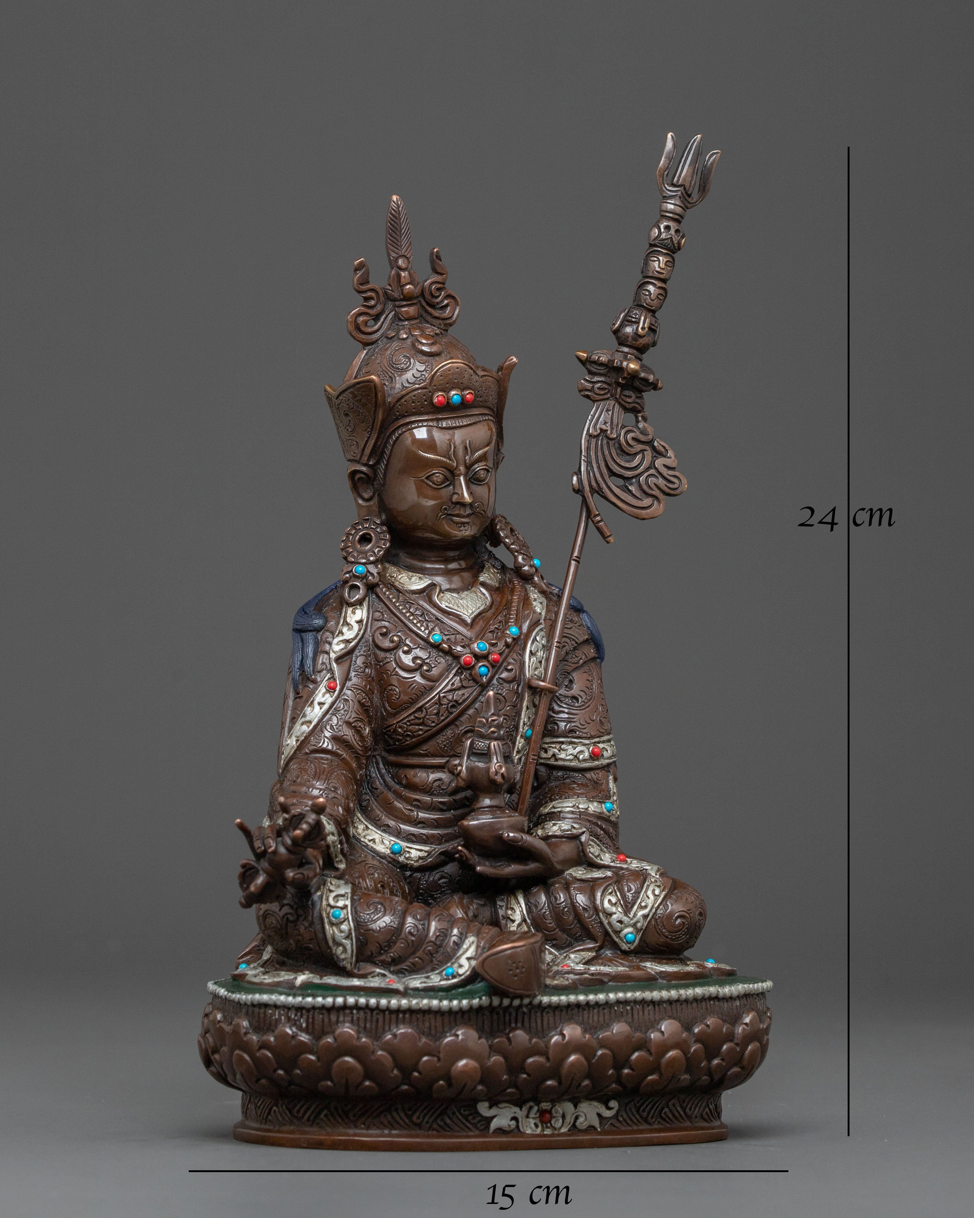 Guru Rinpoche Silver Plated Meditation Statue
