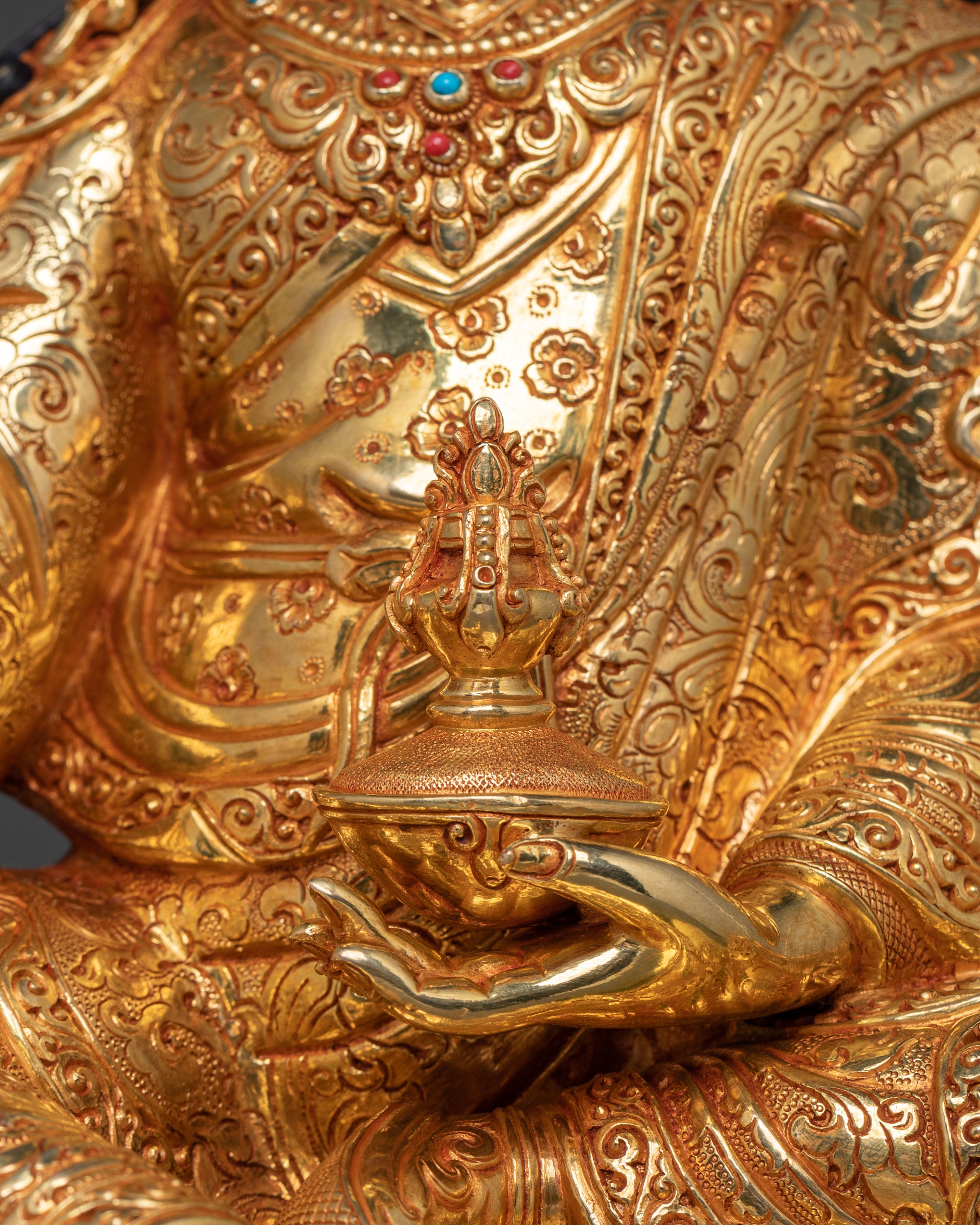 Himalayan Guru Padmasambhava Statue | 24K Gold Glided